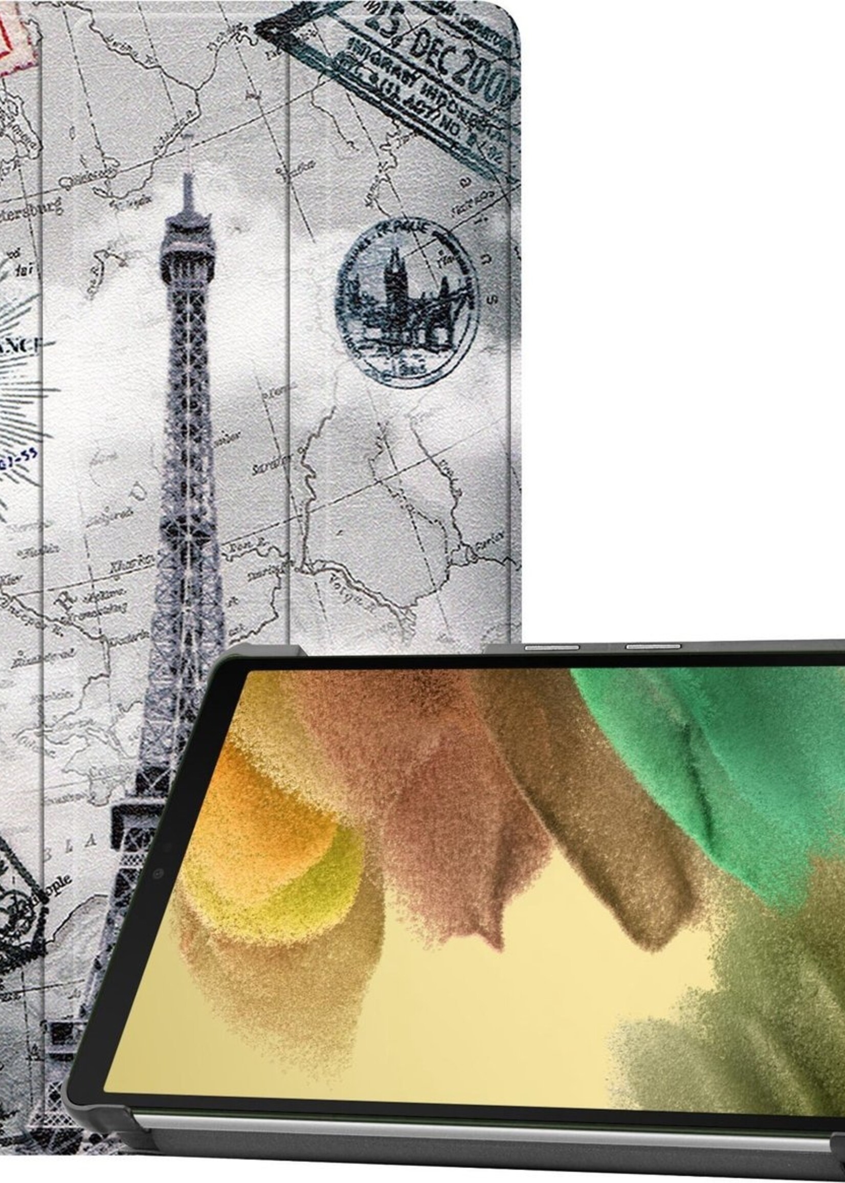 LUQ Hoes Geschikt voor Samsung Galaxy Tab A7 Lite Hoes Luxe Hoesje Book Case - Hoesje Geschikt voor Samsung Tab A7 Lite Hoes Cover - Eiffeltoren