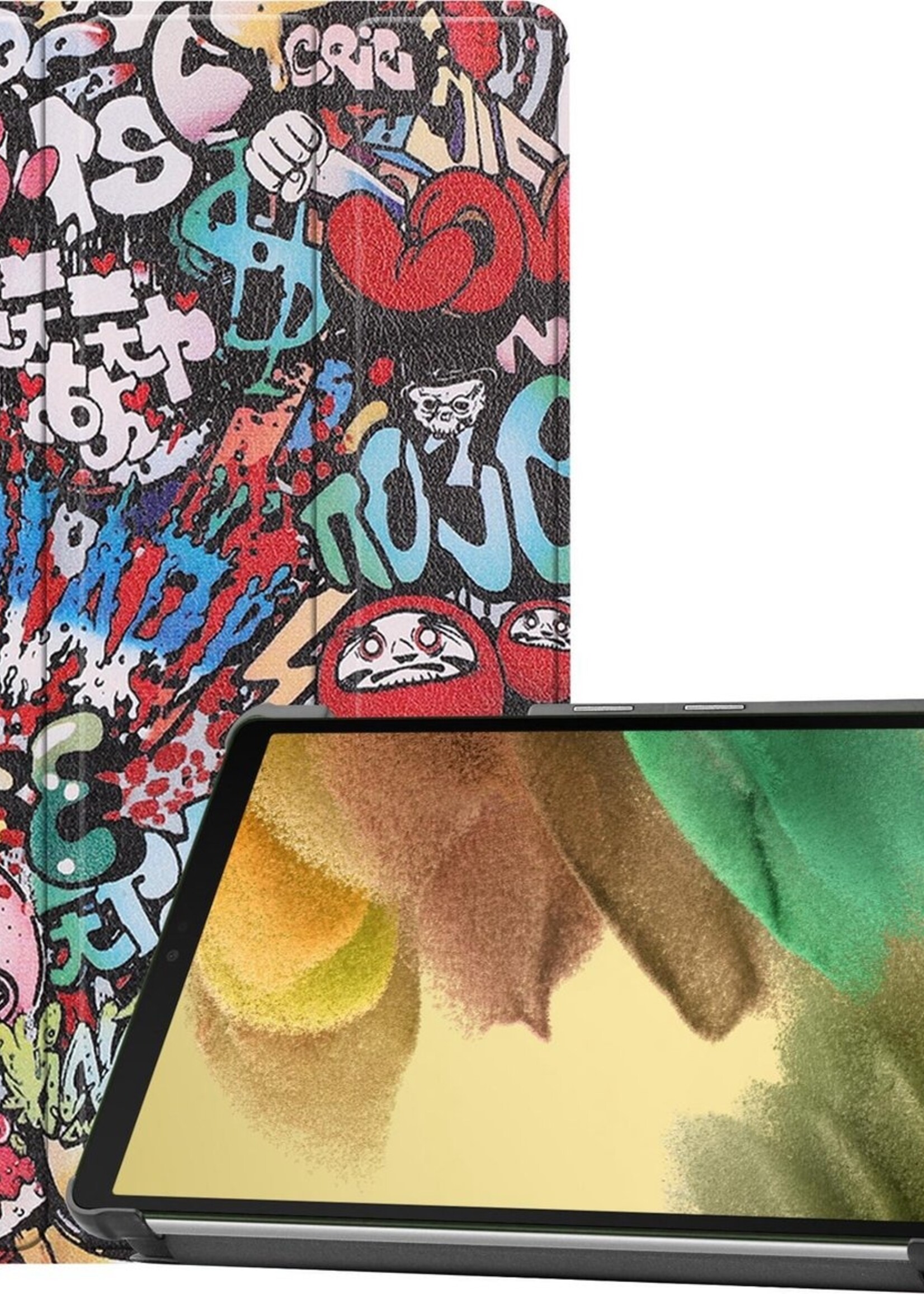 LUQ Hoes Geschikt voor Samsung Galaxy Tab A7 Lite Hoes Luxe Hoesje Book Case - Hoesje Geschikt voor Samsung Tab A7 Lite Hoes Cover - Graffity