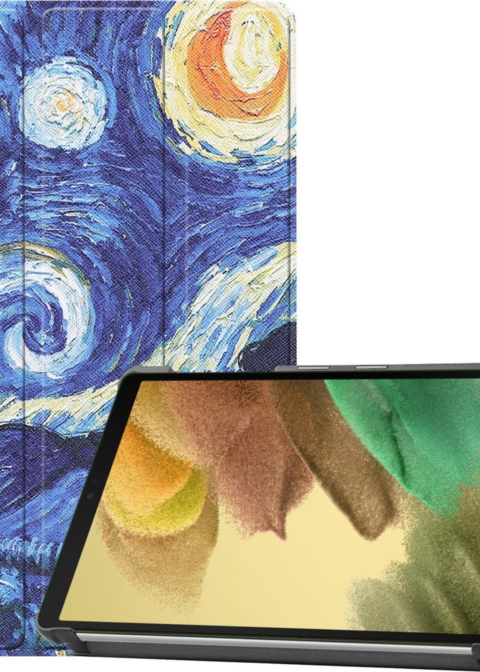 LUQ Hoes Geschikt voor Samsung Galaxy Tab A7 Lite Hoes Luxe Hoesje Book Case - Hoesje Geschikt voor Samsung Tab A7 Lite Hoes Cover - Sterrenhemel