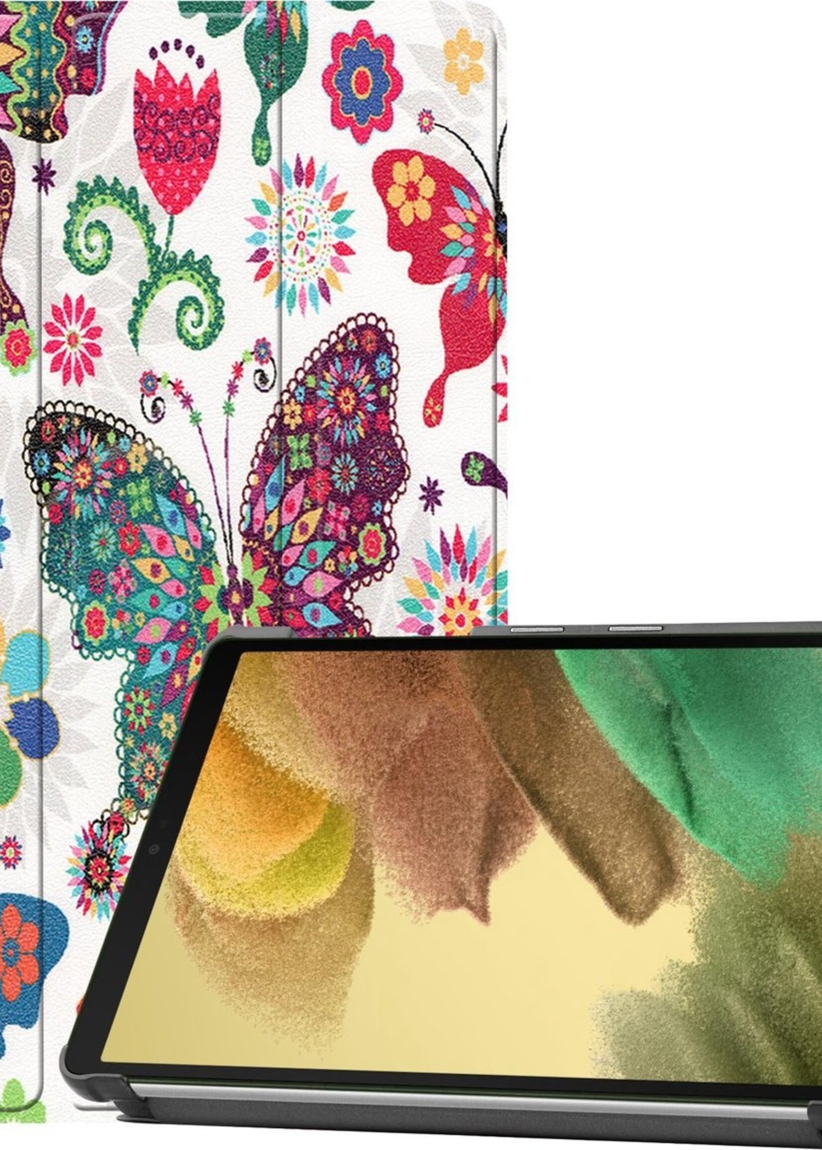 LUQ Hoes Geschikt voor Samsung Galaxy Tab A7 Lite Hoes Luxe Hoesje Book Case - Hoesje Geschikt voor Samsung Tab A7 Lite Hoes Cover - Vlinders