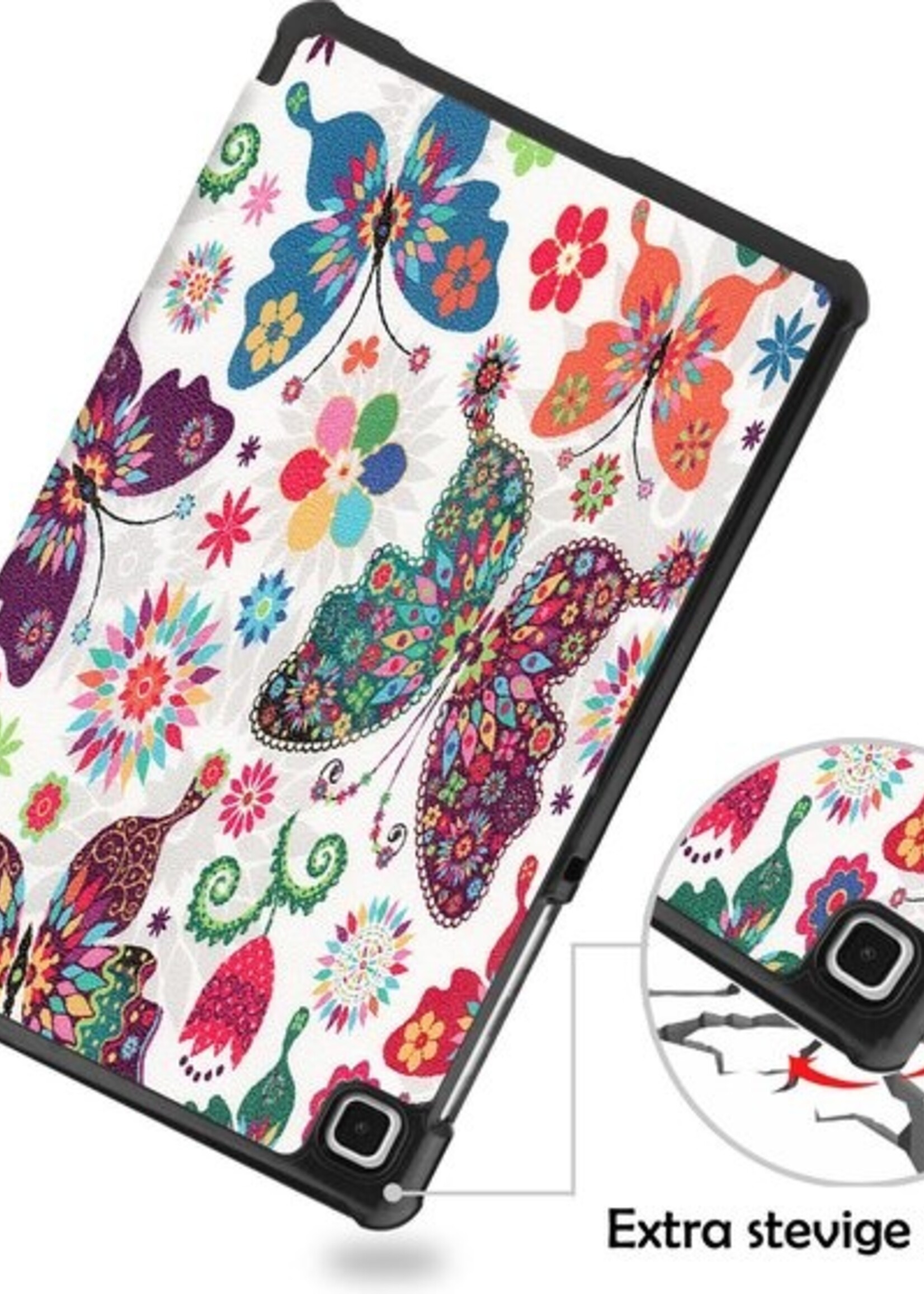 LUQ Hoes Geschikt voor Samsung Galaxy Tab A7 Lite Hoes Luxe Hoesje Book Case - Hoesje Geschikt voor Samsung Tab A7 Lite Hoes Cover - Vlinders