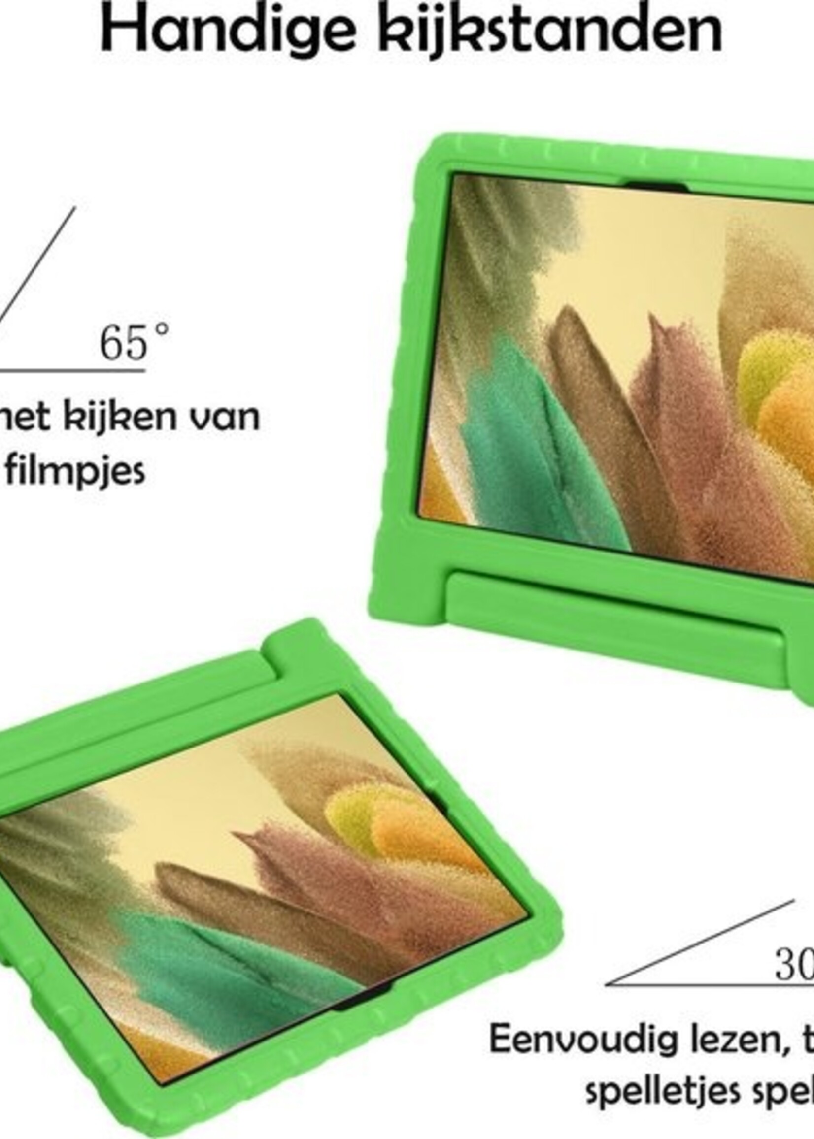 LUQ Hoes Geschikt voor Samsung Galaxy Tab A7 Lite Hoes Kinder Hoesje Kids Case Kinderhoes Shockproof - Hoesje Geschikt voor Samsung Tab A7 Lite Hoesje Kidscase - Groen