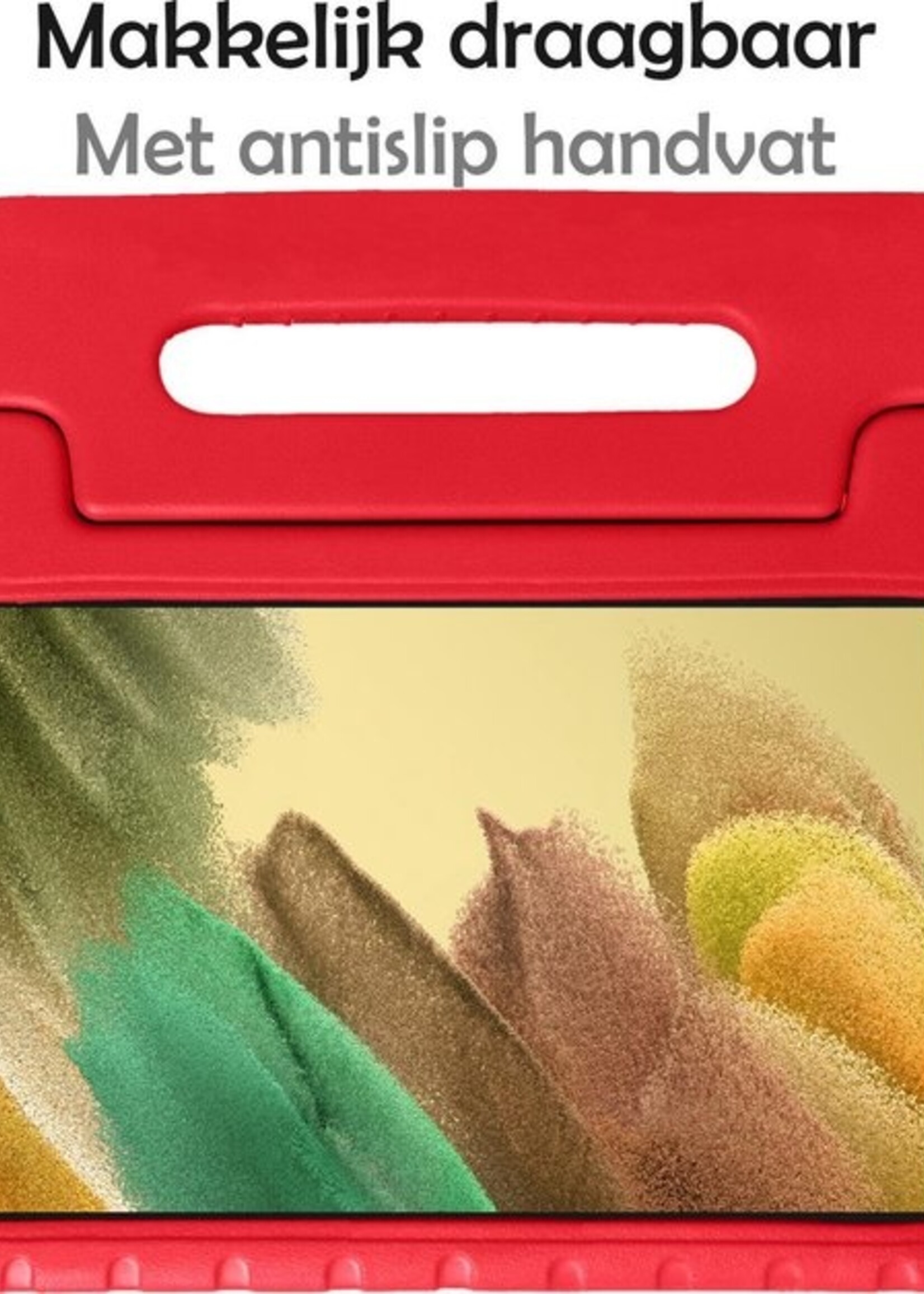 LUQ Hoes Geschikt voor Samsung Galaxy Tab A7 Lite Hoes Kinder Hoesje Kids Case Kinderhoes Shockproof - Hoesje Geschikt voor Samsung Tab A7 Lite Hoesje Kidscase - Rood