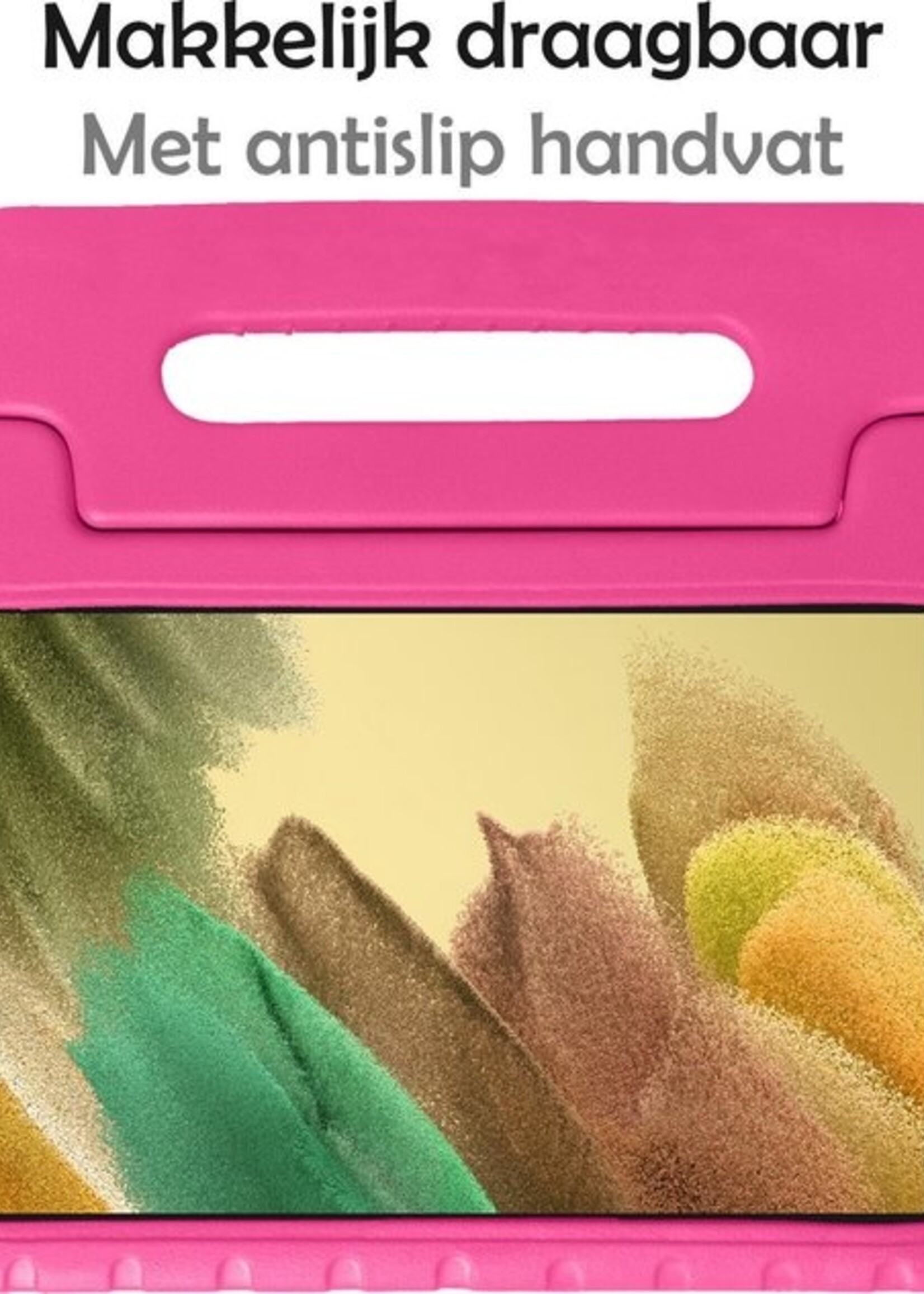 LUQ Hoes Geschikt voor Samsung Galaxy Tab A7 Lite Hoes Kinder Hoesje Kids Case Kinderhoes Shockproof - Hoesje Geschikt voor Samsung Tab A7 Lite Hoesje Kidscase - Roze