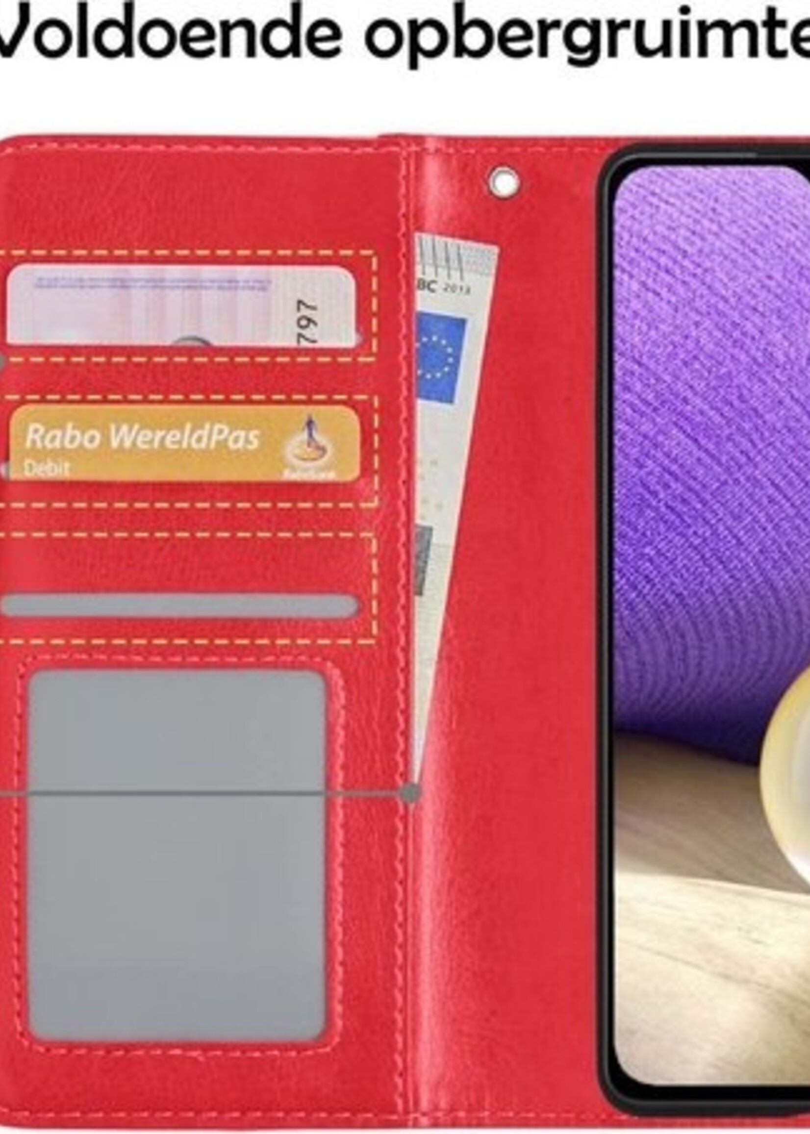 LUQ Hoesje Geschikt voor Samsung A32 4G Hoesje Book Case Hoes Wallet Cover - Hoes Geschikt voor Samsung Galaxy A32 4G Hoesje Bookcase Hoes - Rood