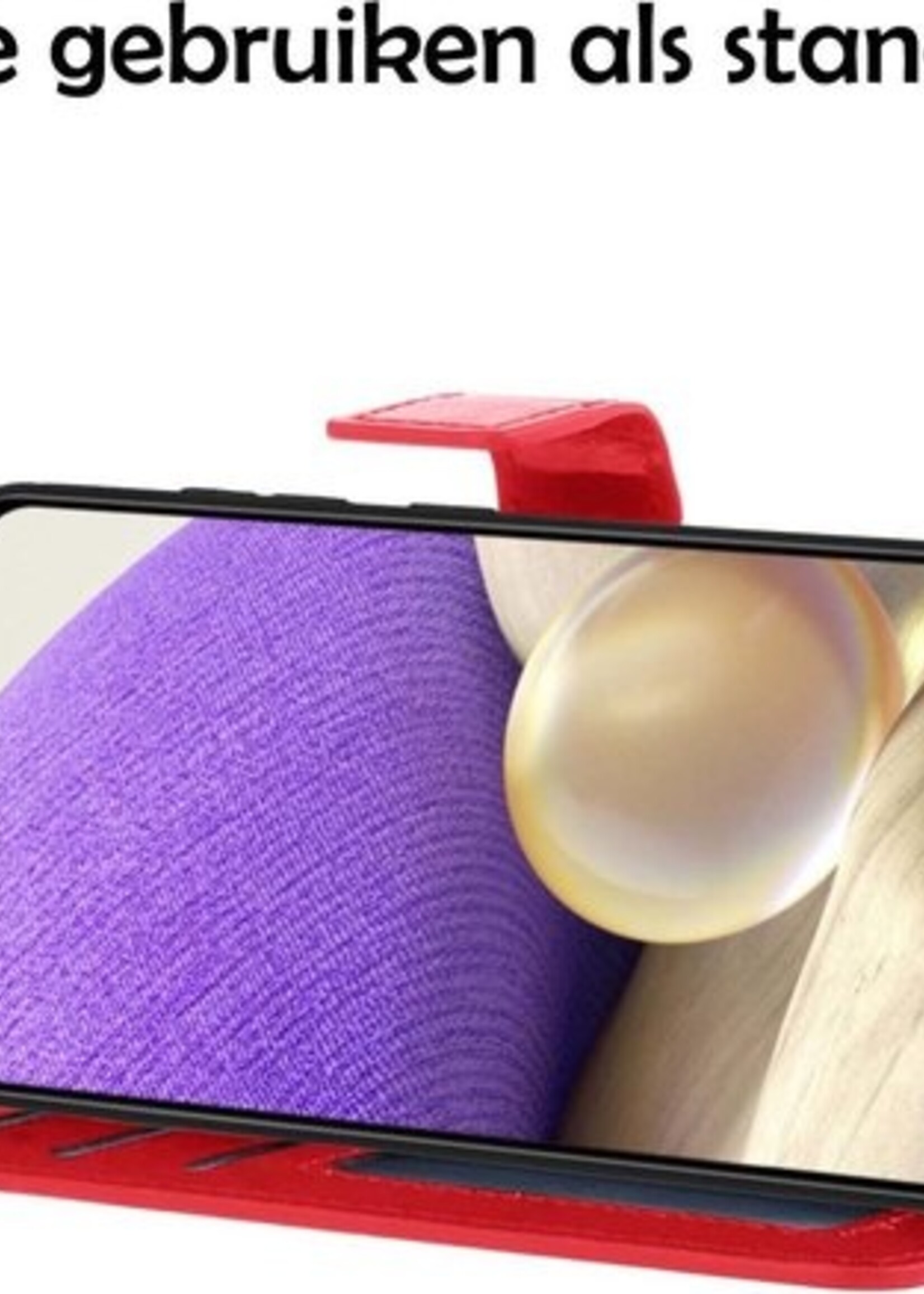 LUQ Hoesje Geschikt voor Samsung A32 4G Hoesje Book Case Hoes Wallet Cover - Hoes Geschikt voor Samsung Galaxy A32 4G Hoesje Bookcase Hoes - Rood
