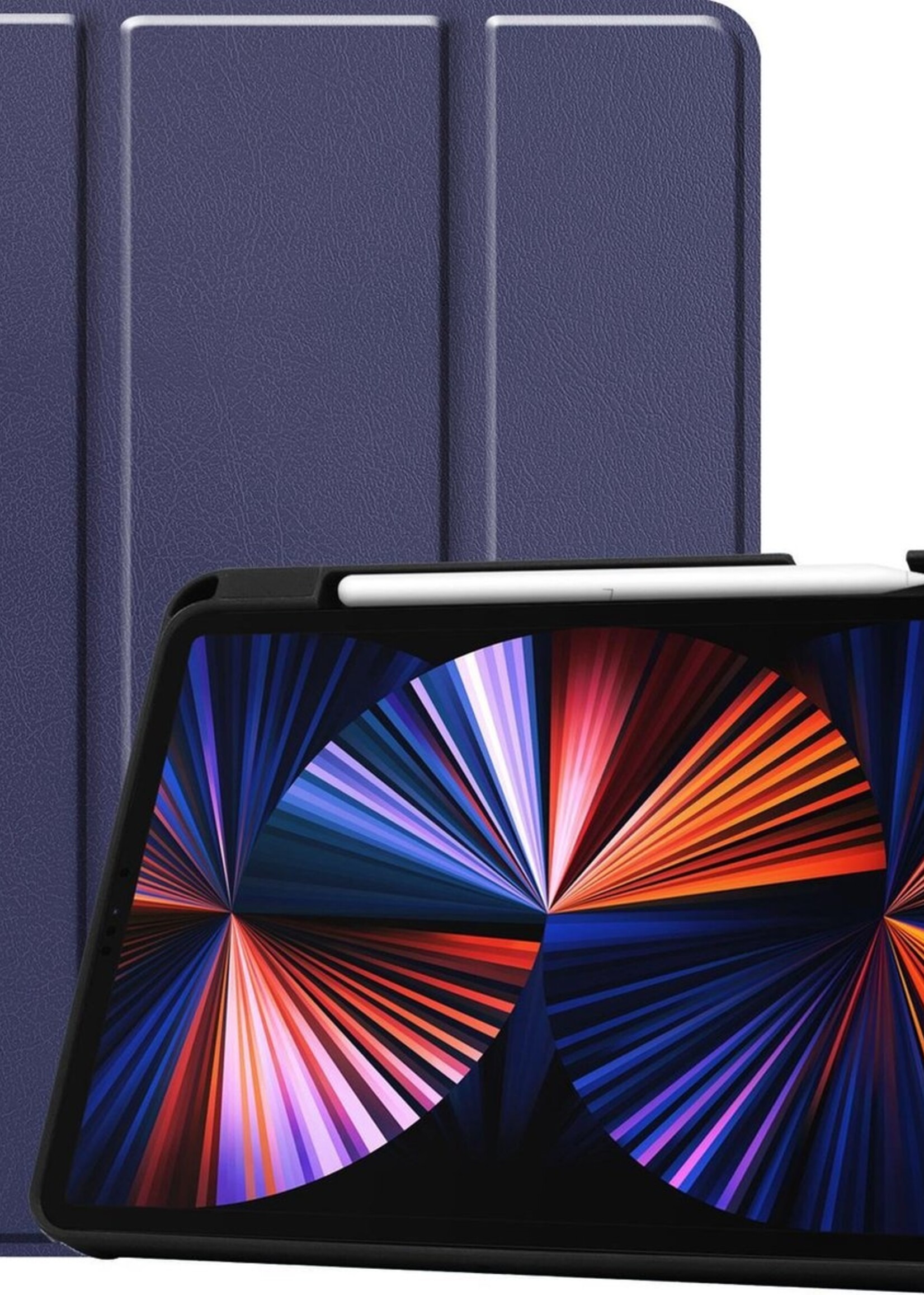 LUQ Hoes Geschikt voor iPad Pro 2021 (11 inch) Hoes Luxe Hoesje Case Met Uitsparing Geschikt voor Apple Pencil - Hoesje Geschikt voor iPad Pro 11 inch (2021) Hoes Cover - Donkerblauw