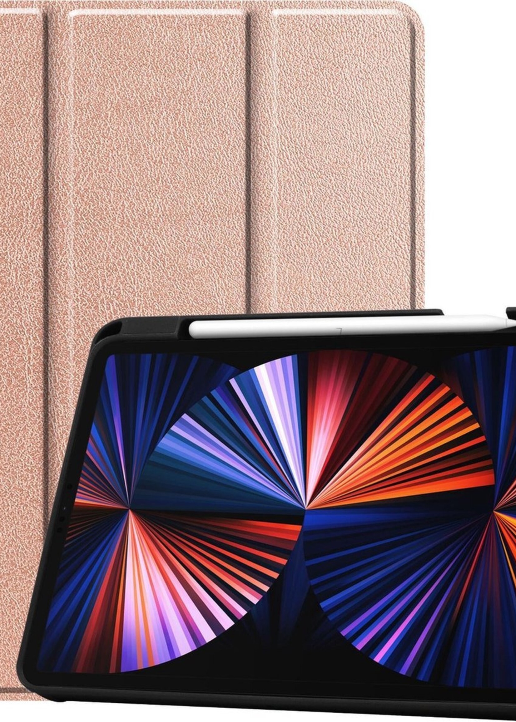 LUQ Hoes Geschikt voor iPad Pro 2021 (11 inch) Hoes Luxe Hoesje Case Met Uitsparing Geschikt voor Apple Pencil - Hoesje Geschikt voor iPad Pro 11 inch (2021) Hoes Cover - Rosé goud