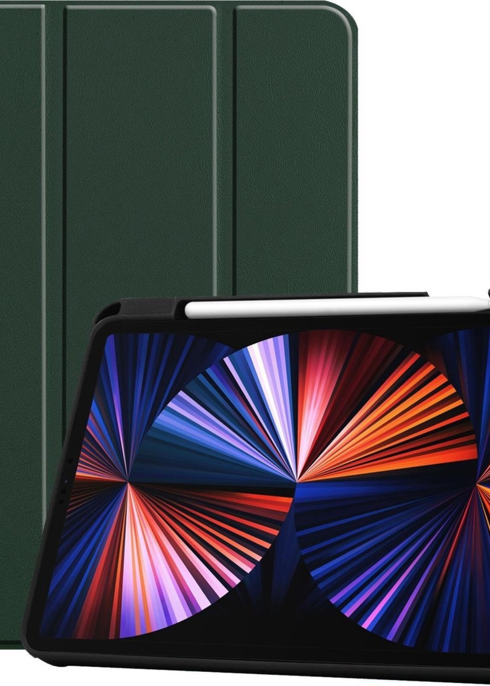 LUQ Hoes Geschikt voor iPad Pro 2021 (11 inch) Hoes Luxe Hoesje Case Met Uitsparing Geschikt voor Apple Pencil - Hoesje Geschikt voor iPad Pro 11 inch (2021) Hoes Cover - Donkergroen