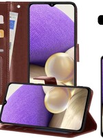 LUQ LUQ Samsung Galaxy A32 4G Hoesje Bookcase Met Screenprotector - Bruin