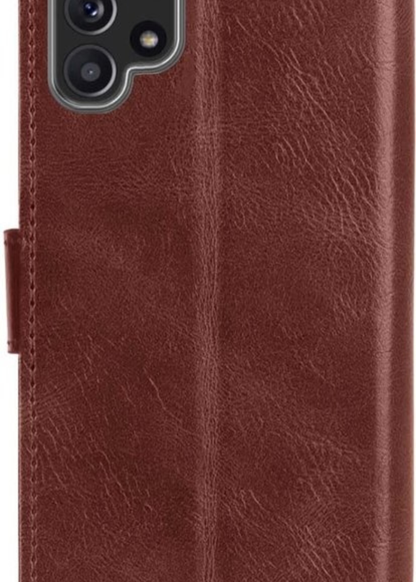 LUQ Hoesje Geschikt voor Samsung A32 4G Hoesje Book Case Hoes Wallet Cover Met Screenprotector - Hoes Geschikt voor Samsung Galaxy A32 4G Hoesje Bookcase Hoes - Bruin