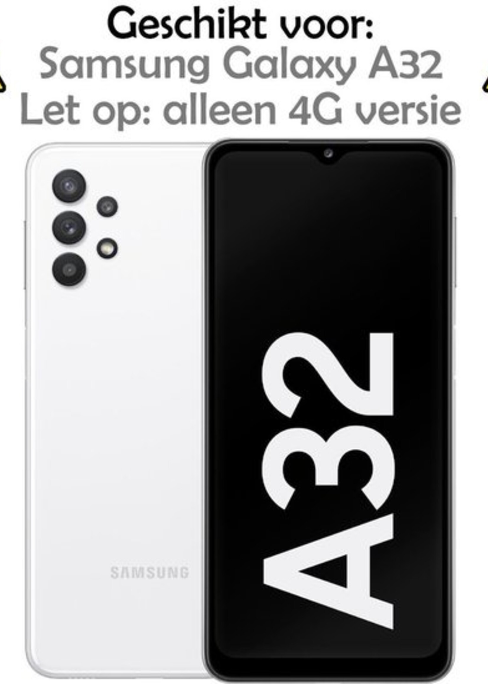 LUQ Hoesje Geschikt voor Samsung A32 4G Hoesje Book Case Hoes Wallet Cover Met Screenprotector - Hoes Geschikt voor Samsung Galaxy A32 4G Hoesje Bookcase Hoes - Lichtroze