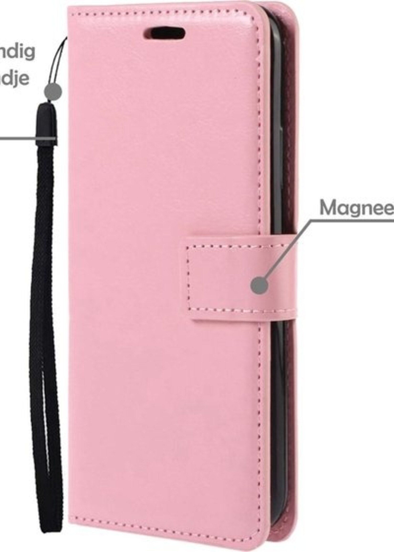 LUQ Hoesje Geschikt voor Samsung A32 4G Hoesje Book Case Hoes Wallet Cover Met Screenprotector - Hoes Geschikt voor Samsung Galaxy A32 4G Hoesje Bookcase Hoes - Lichtroze