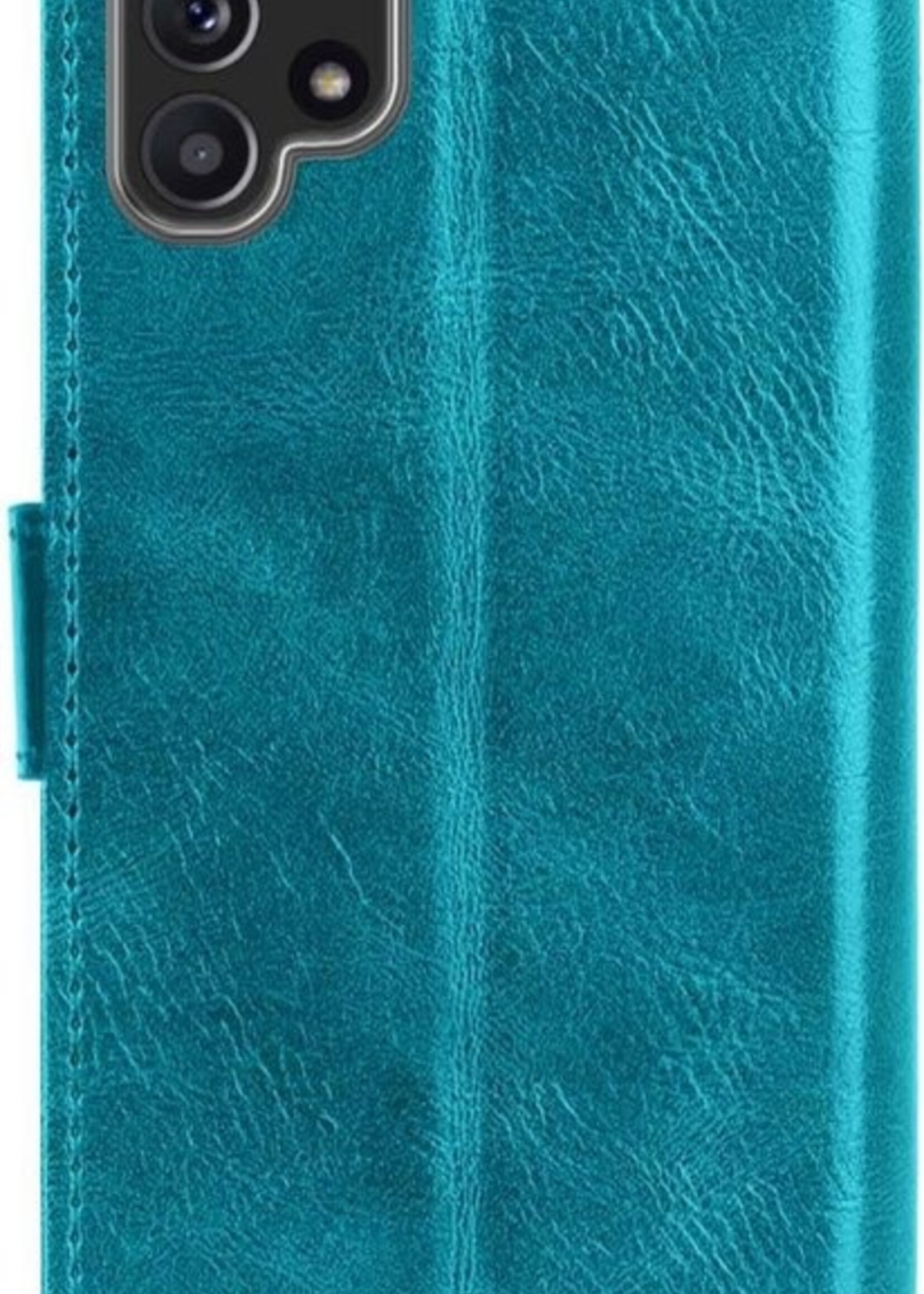 LUQ Hoesje Geschikt voor Samsung A32 4G Hoesje Book Case Hoes Wallet Cover Met Screenprotector - Hoes Geschikt voor Samsung Galaxy A32 4G Hoesje Bookcase Hoes - Turquoise