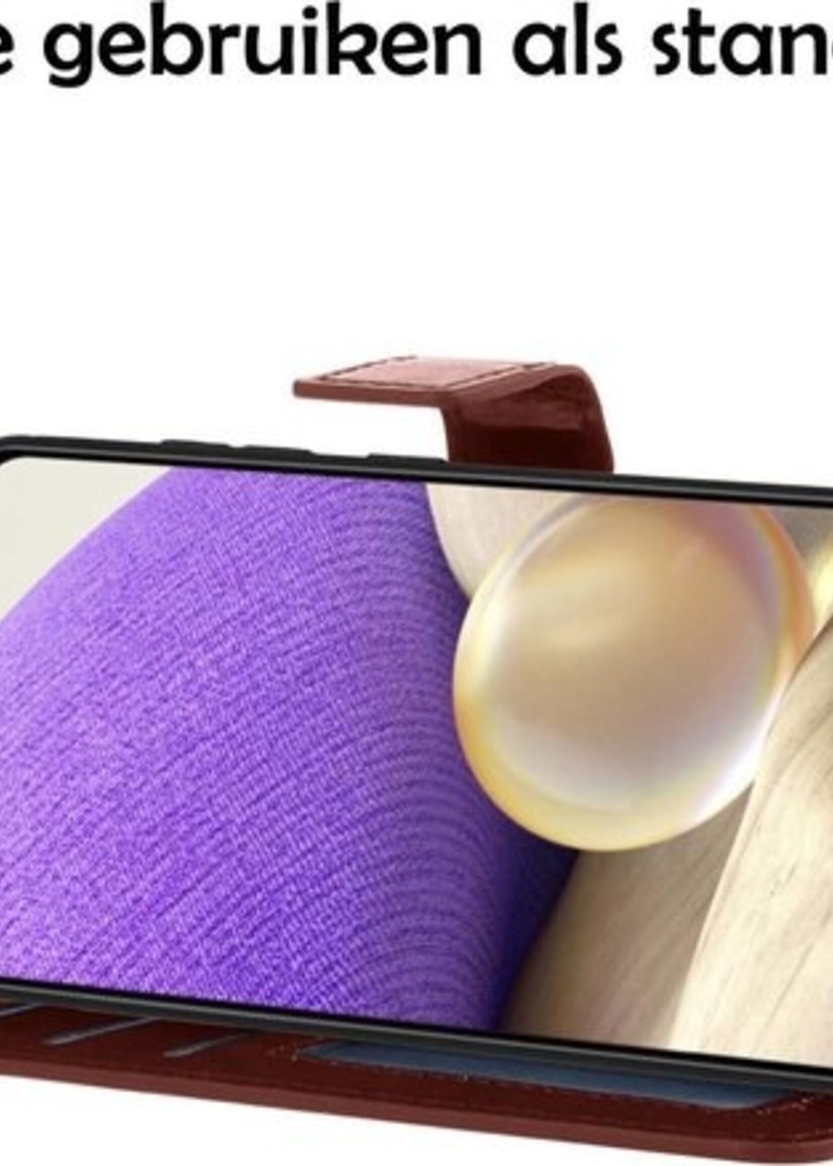 LUQ Hoesje Geschikt voor Samsung A32 4G Hoesje Book Case Hoes Wallet Cover Met 2x Screenprotector - Hoes Geschikt voor Samsung Galaxy A32 4G Hoesje Bookcase Hoes - Bruin
