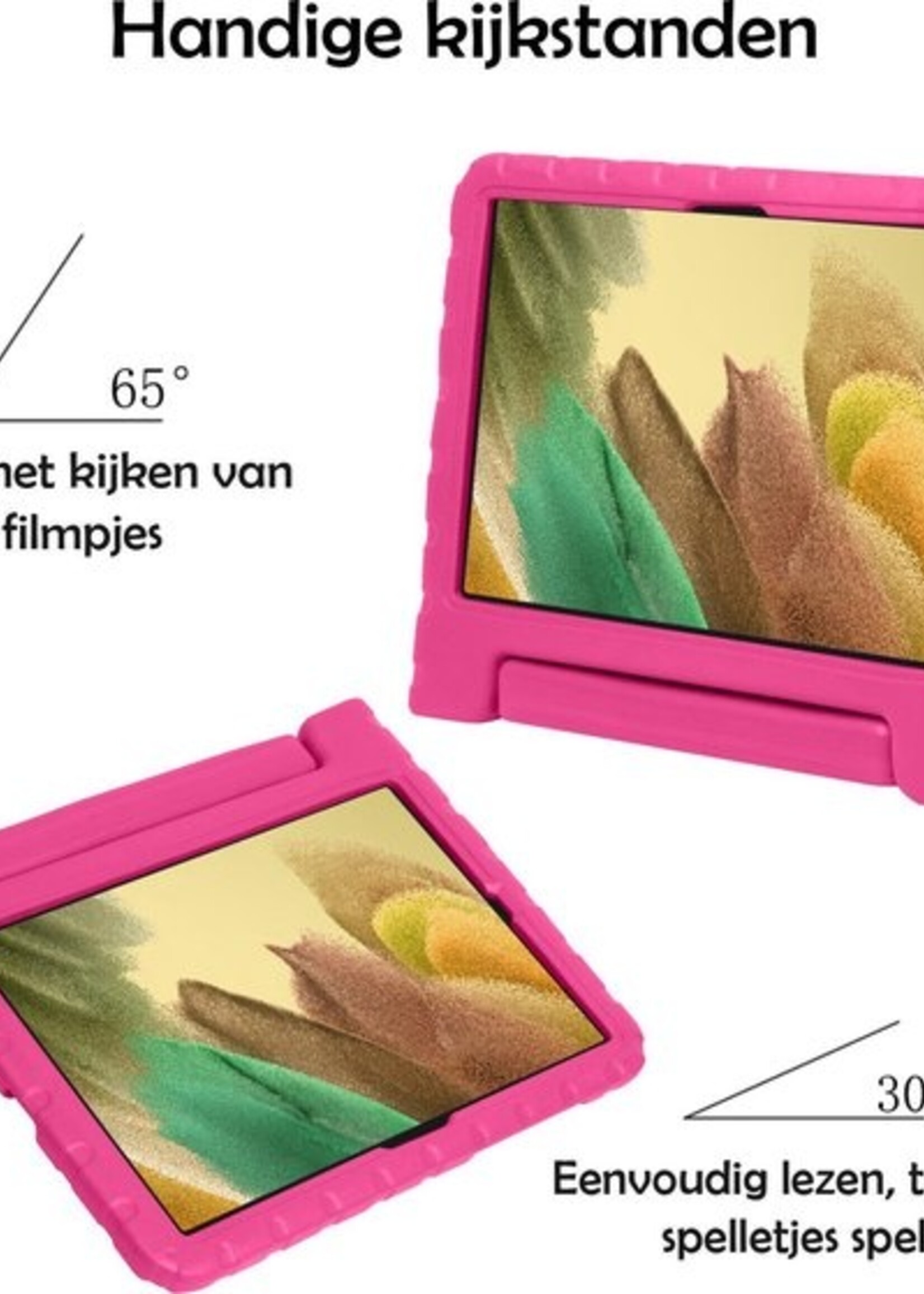LUQ Hoes Geschikt voor Samsung Galaxy Tab A7 Lite Hoes Kinder Hoesje Kids Case Kinderhoes Shockproof - Hoesje Geschikt voor Samsung Tab A7 Lite Hoesje Kidscase - Roze