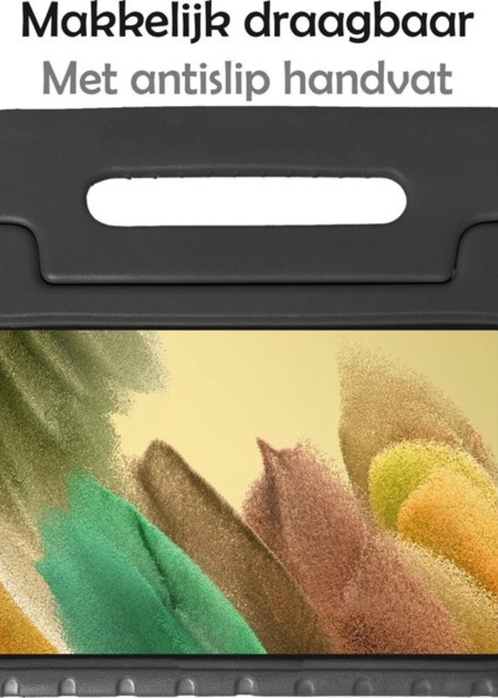 LUQ Hoes Geschikt voor Samsung Galaxy Tab A7 Lite Hoes Kinder Hoesje Kids Case Kinderhoes Shockproof - Hoesje Geschikt voor Samsung Tab A7 Lite Hoesje Kidscase - Zwart