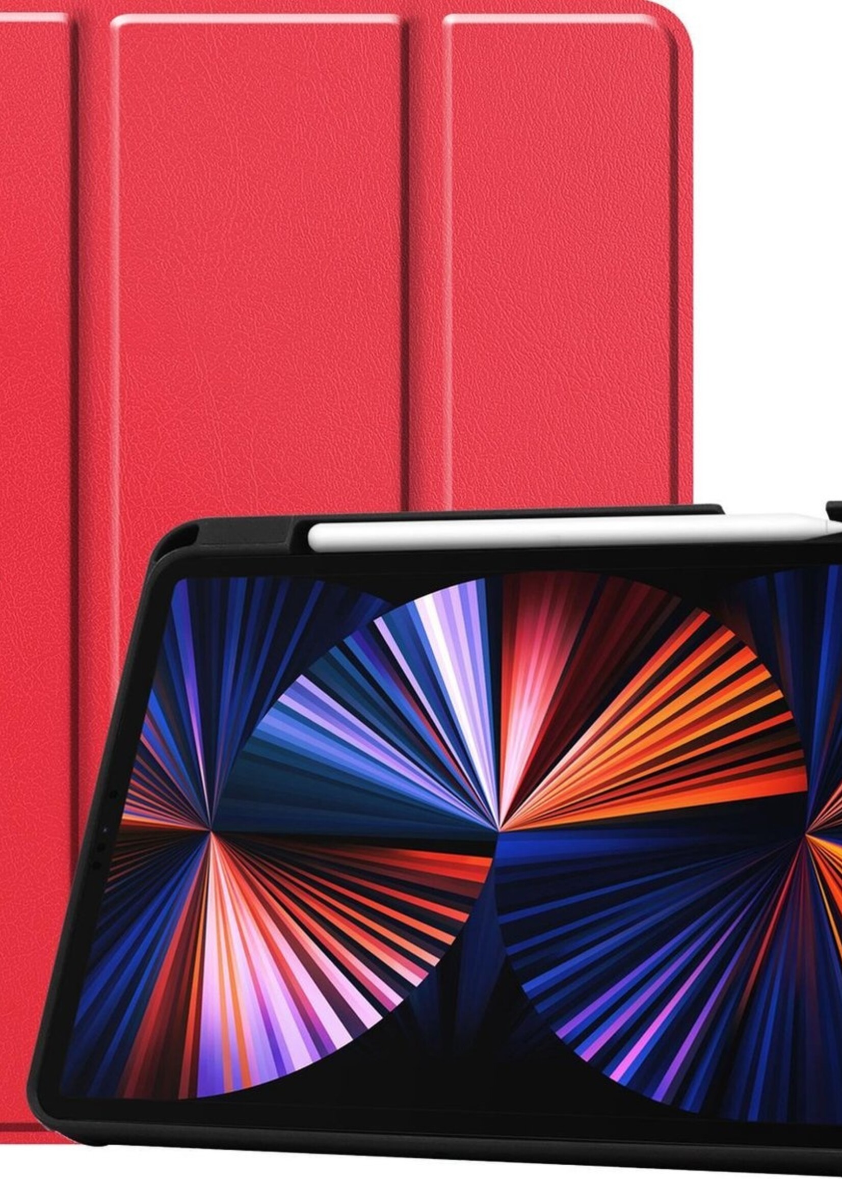 LUQ Hoes Geschikt voor iPad Pro 2021 (11 inch) Hoes Luxe Hoesje Case Met Uitsparing Geschikt voor Apple Pencil - Hoesje Geschikt voor iPad Pro 11 inch (2021) Hoes Cover - Rood