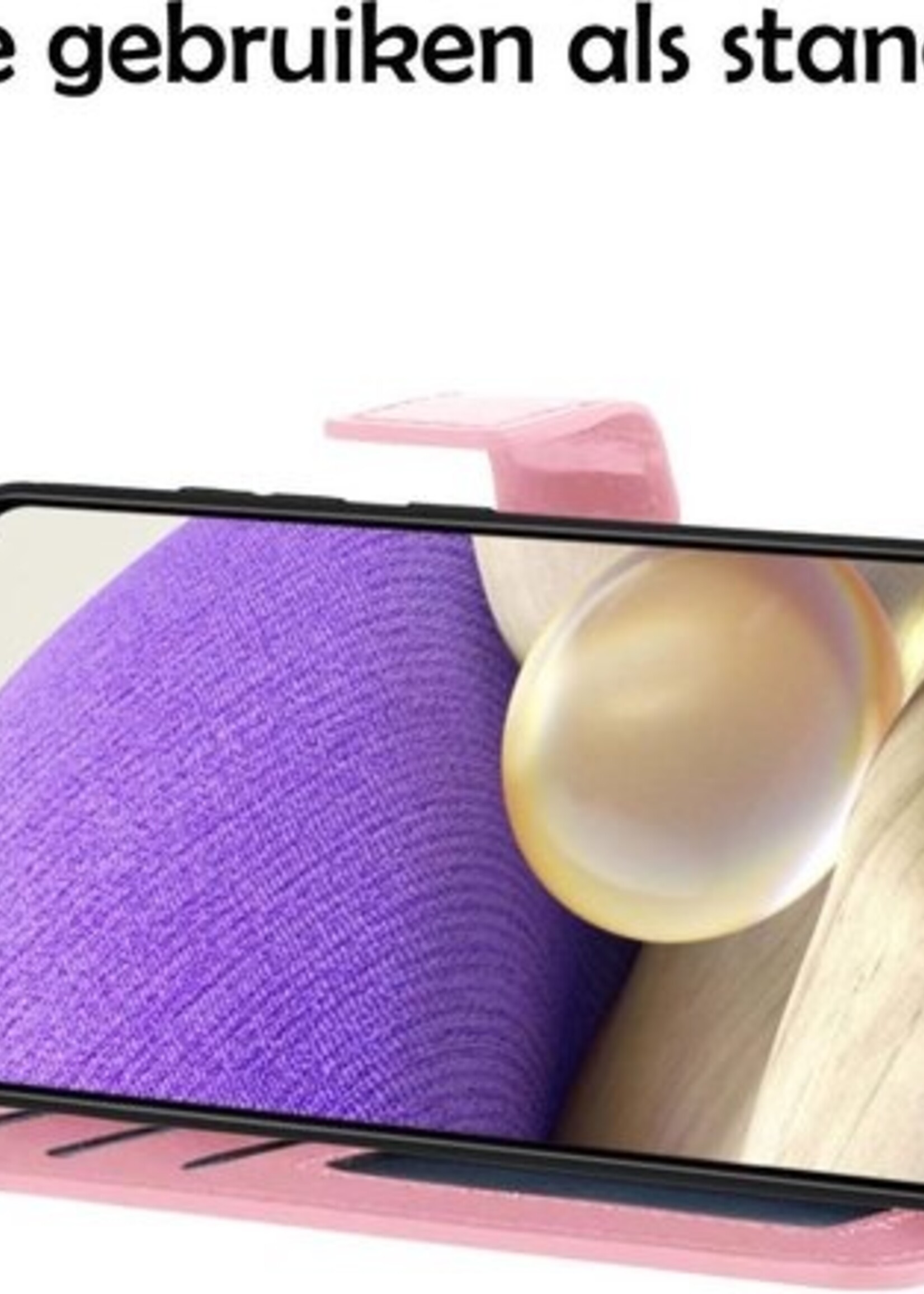 LUQ Hoesje Geschikt voor Samsung A32 4G Hoesje Book Case Hoes Wallet Cover Met 2x Screenprotector - Hoes Geschikt voor Samsung Galaxy A32 4G Hoesje Bookcase Hoes - Lichtroze
