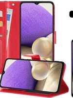 LUQ LUQ Samsung Galaxy A32 4G Hoesje Bookcase Met 2x Screenprotector - Rood