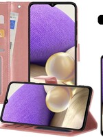 LUQ LUQ Samsung Galaxy A32 4G Hoesje Bookcase Met 2x Screenprotector - Rose Goud