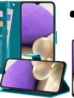LUQ LUQ Samsung Galaxy A32 4G Hoesje Bookcase Met 2x Screenprotector - Turquoise