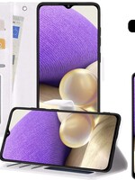 LUQ LUQ Samsung Galaxy A32 4G Hoesje Bookcase Met 2x Screenprotector - Wit