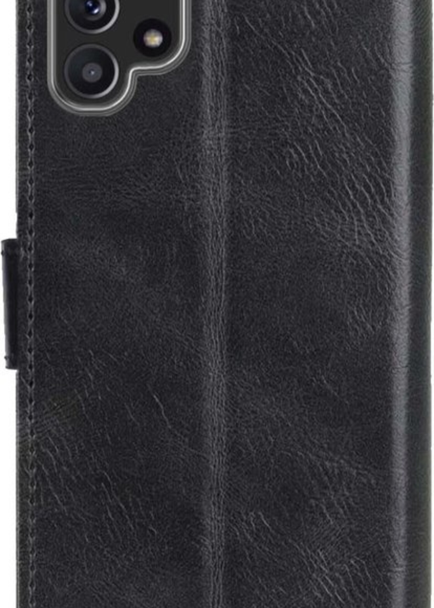 LUQ Hoesje Geschikt voor Samsung A32 4G Hoesje Book Case Hoes Wallet Cover Met 2x Screenprotector - Hoes Geschikt voor Samsung Galaxy A32 4G Hoesje Bookcase Hoes - Zwart