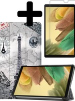 LUQ LUQ Samsung Galaxy Tab A7 Lite Hoesje Met Screenprotector - Eiffeltoren