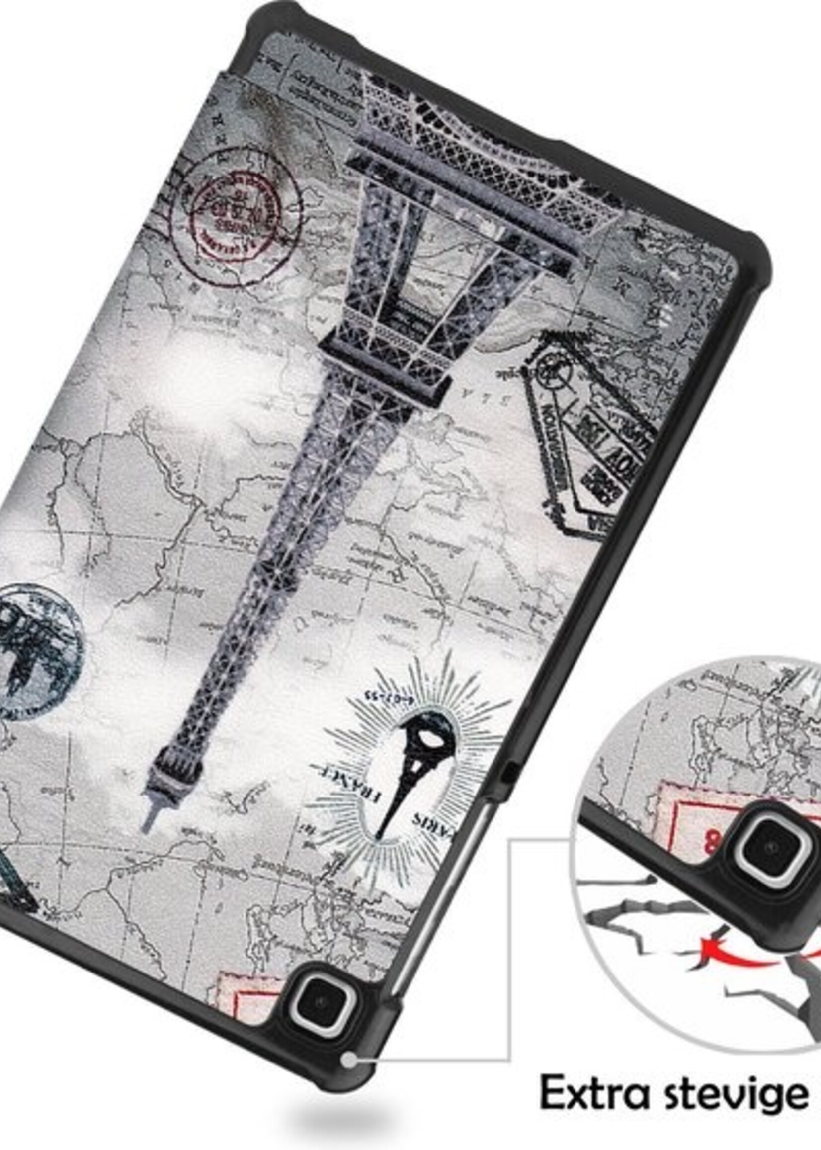 LUQ Hoes Geschikt voor Samsung Galaxy Tab A7 Lite Hoes Luxe Hoesje Book Case Met Screenprotector - Hoesje Geschikt voor Samsung Tab A7 Lite Hoes Cover - Eiffeltoren