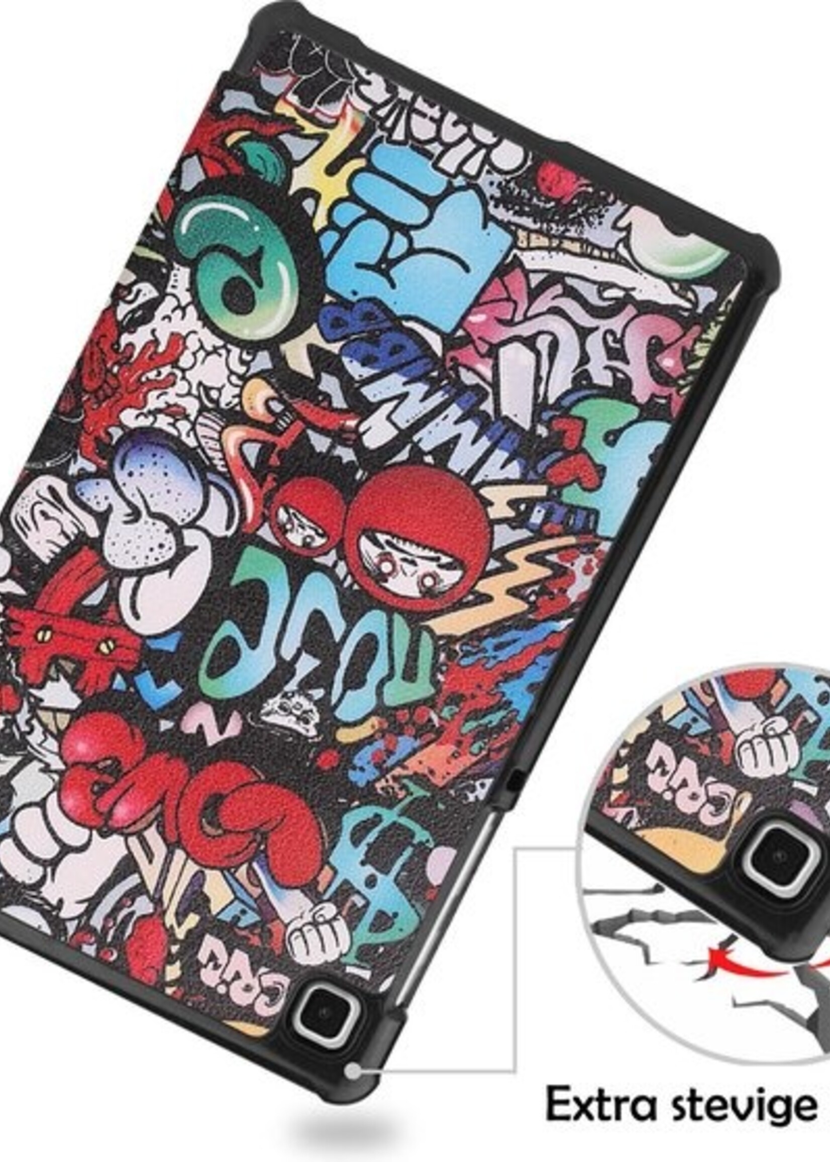 LUQ Hoes Geschikt voor Samsung Galaxy Tab A7 Lite Hoes Luxe Hoesje Book Case Met Screenprotector - Hoesje Geschikt voor Samsung Tab A7 Lite Hoes Cover - Graffity