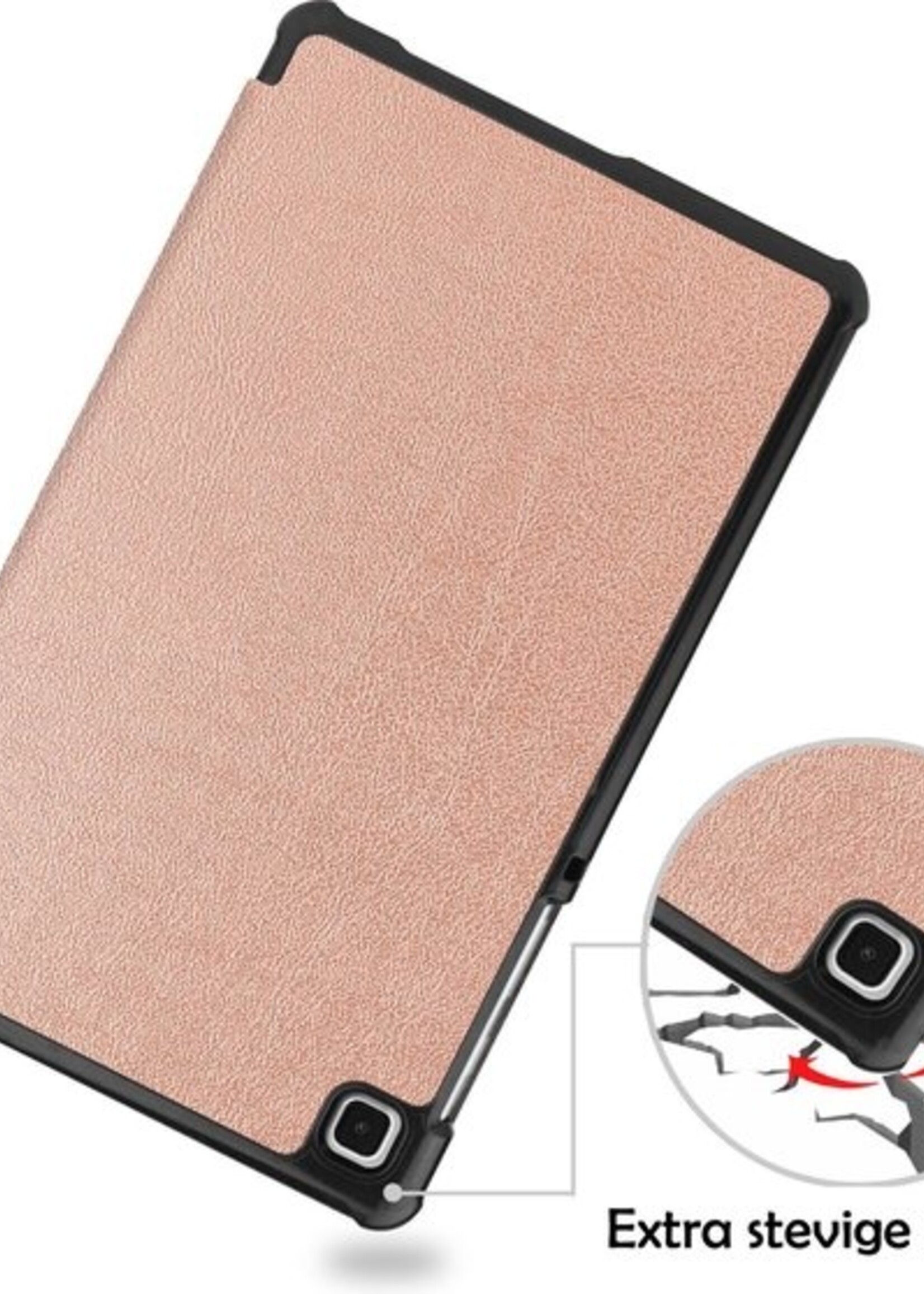 LUQ Hoes Geschikt voor Samsung Galaxy Tab A7 Lite Hoes Luxe Hoesje Book Case Met Screenprotector - Hoesje Geschikt voor Samsung Tab A7 Lite Hoes Cover - Rosé goud
