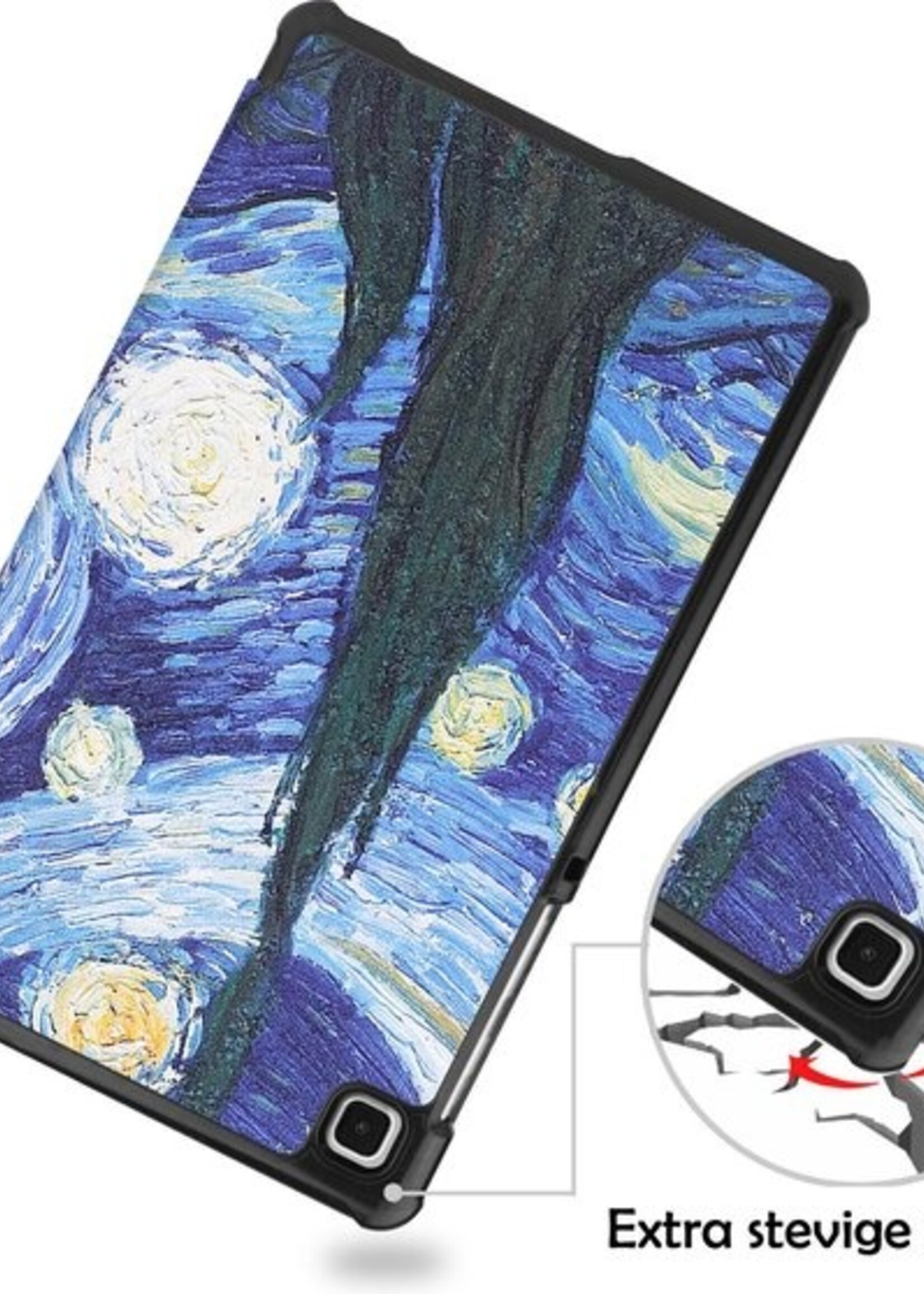 LUQ Hoes Geschikt voor Samsung Galaxy Tab A7 Lite Hoes Luxe Hoesje Book Case Met Screenprotector - Hoesje Geschikt voor Samsung Tab A7 Lite Hoes Cover - Sterrenhemel