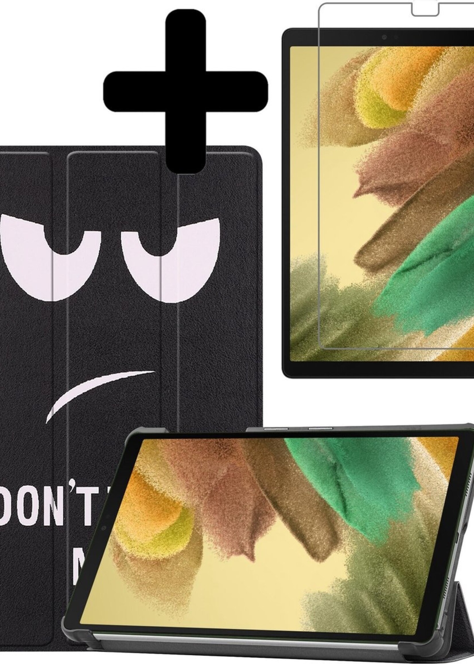 LUQ Hoes Geschikt voor Samsung Galaxy Tab A7 Lite Hoes Luxe Hoesje Book Case Met Screenprotector - Hoesje Geschikt voor Samsung Tab A7 Lite Hoes Cover - Don't Touch Me