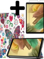 LUQ LUQ Samsung Galaxy Tab A7 Lite Hoesje Met Screenprotector - Vlinders