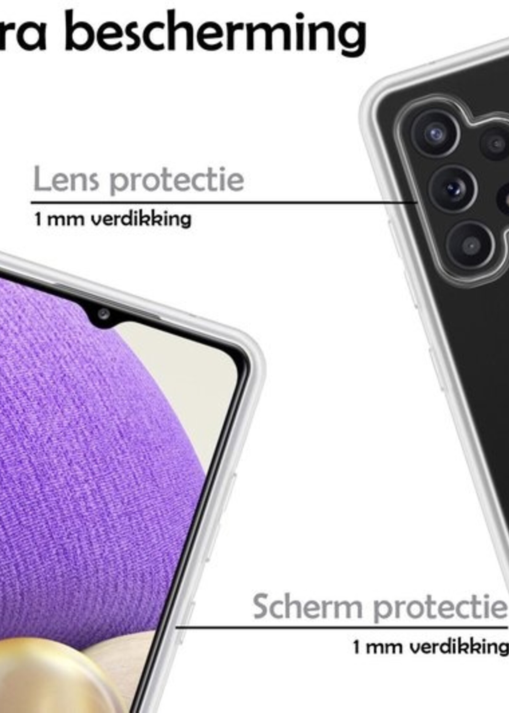 LUQ Hoesje Geschikt voor Samsung A32 4G Hoesje Siliconen Case - Hoes Geschikt voor Samsung Galaxy A32 4G Hoes Siliconen - Transparant - 2 Stuks