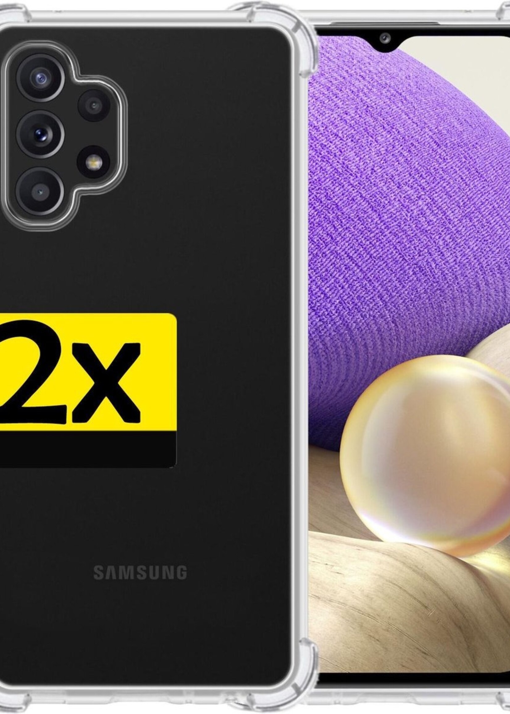 LUQ Hoesje Geschikt voor Samsung A32 4G Hoesje Shockproof Case Siliconen - Hoes Geschikt voor Samsung Galaxy A32 4G Hoes Cover Siliconen - Transparant - 2 Stuks