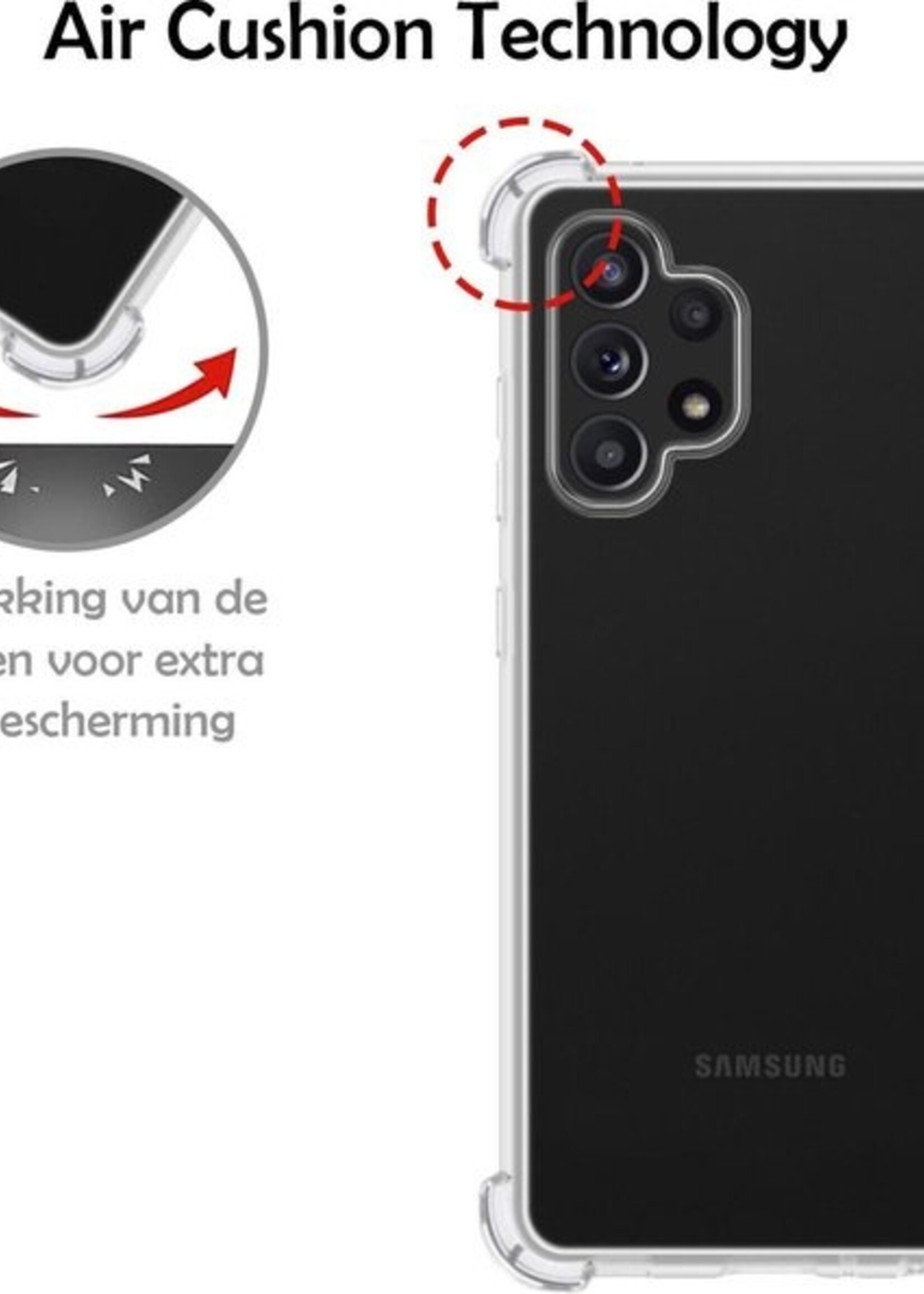 LUQ Hoesje Geschikt voor Samsung A32 4G Hoesje Shockproof Case Siliconen Met Screenprotector - Hoes Geschikt voor Samsung Galaxy A32 4G Hoes Cover Siliconen - Transparant