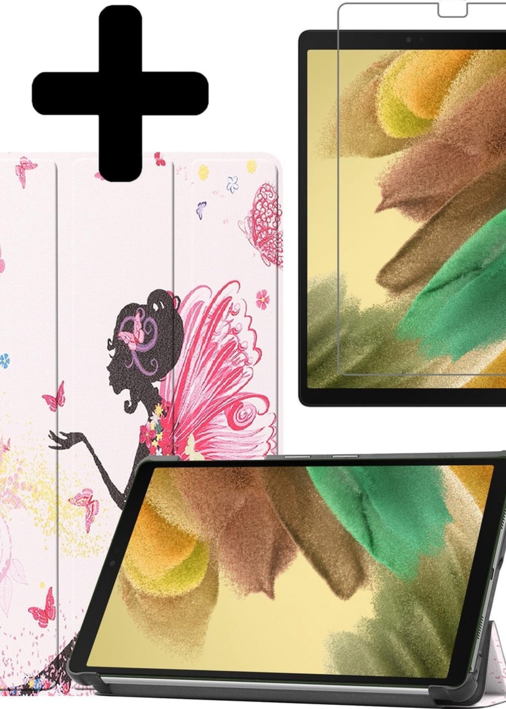 LUQ Hoes Geschikt voor Samsung Galaxy Tab A7 Lite Hoes Luxe Hoesje Book Case Met Screenprotector - Hoesje Geschikt voor Samsung Tab A7 Lite Hoes Cover - Elfje