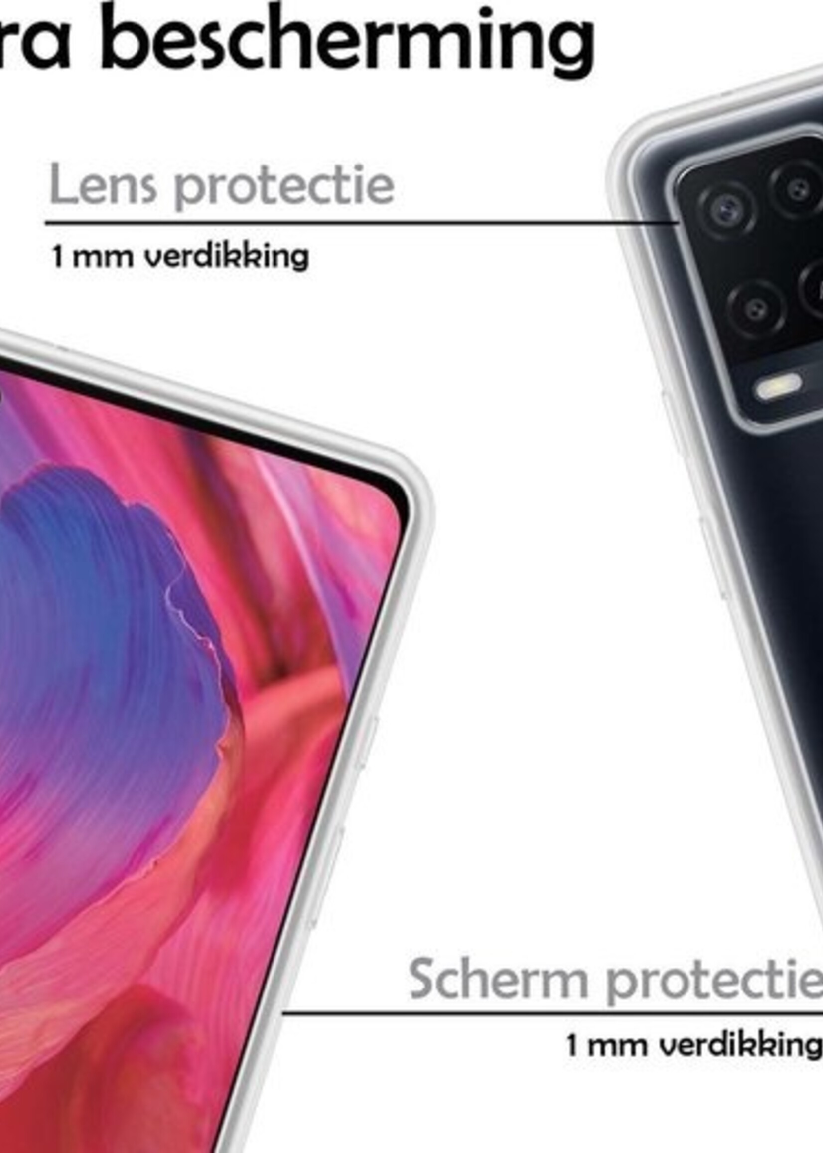 LUQ Hoesje Geschikt voor OPPO A54 Hoesje Siliconen Case - Hoes Geschikt voor OPPO A54 Hoes Siliconen - Transparant