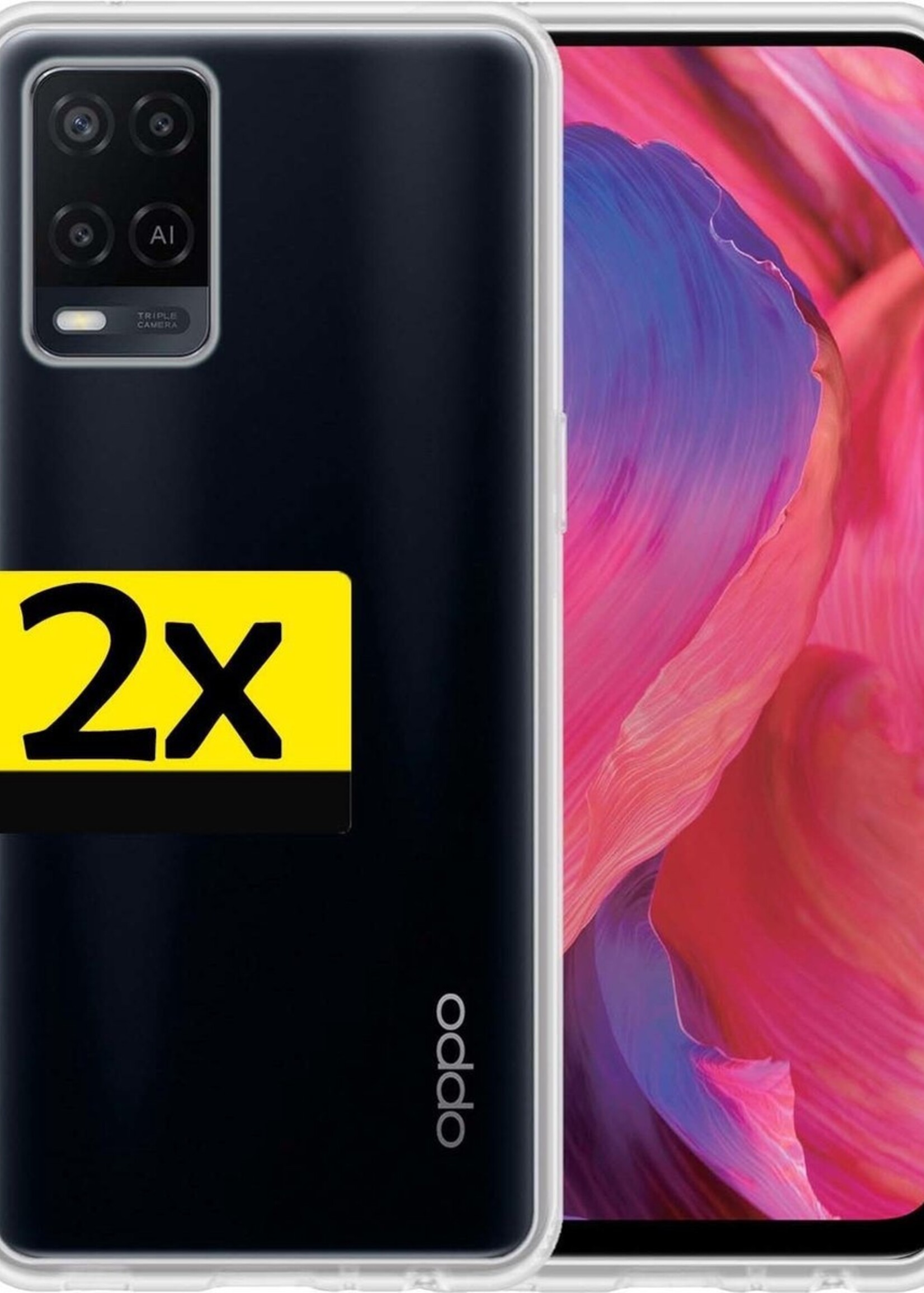 LUQ Hoesje Geschikt voor OPPO A54 Hoesje Siliconen Case - Hoes Geschikt voor OPPO A54 Hoes Siliconen - Transparant - 2 Stuks