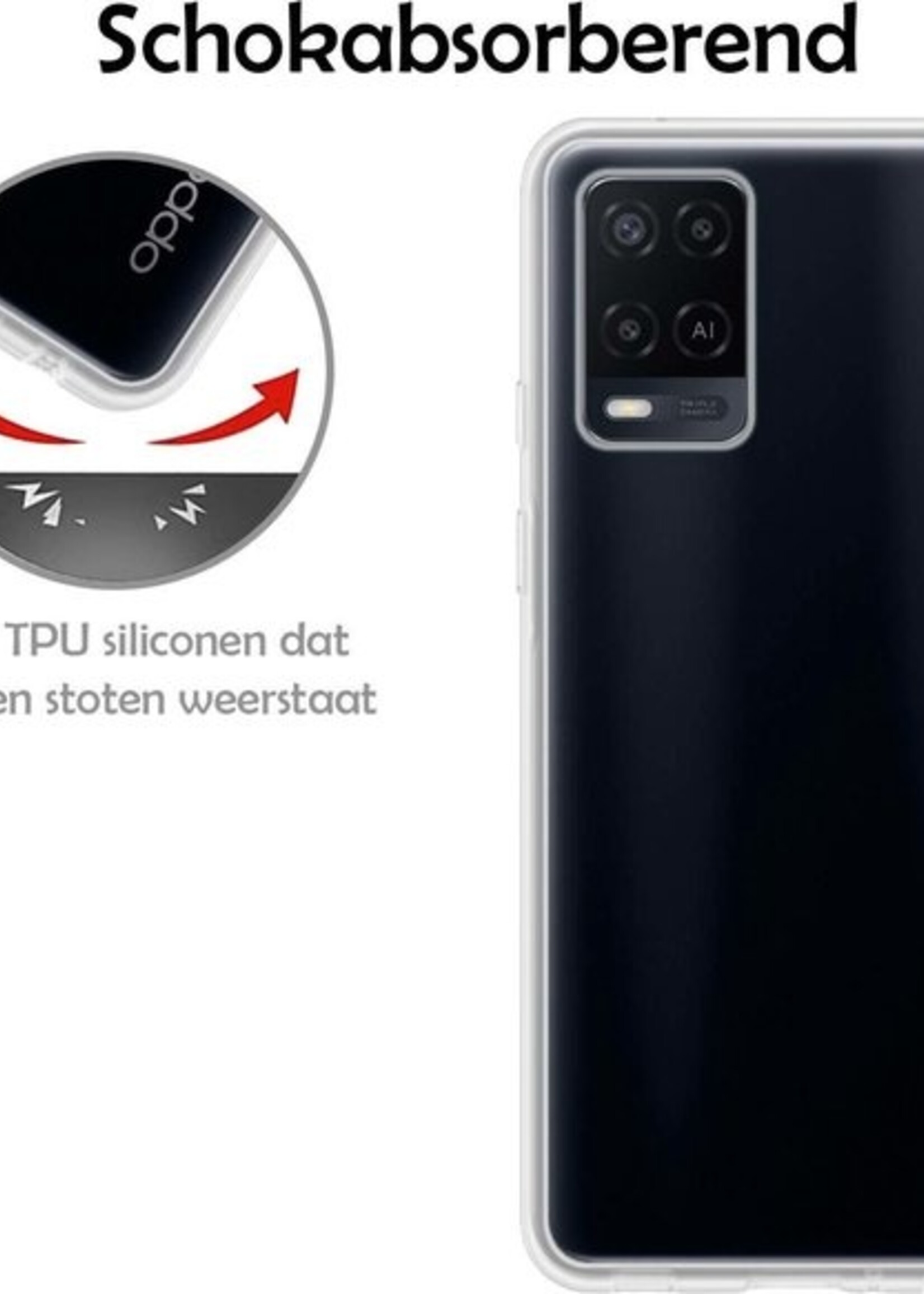 LUQ Hoesje Geschikt voor OPPO A54 Hoesje Siliconen Case - Hoes Geschikt voor OPPO A54 Hoes Siliconen - Transparant - 2 Stuks