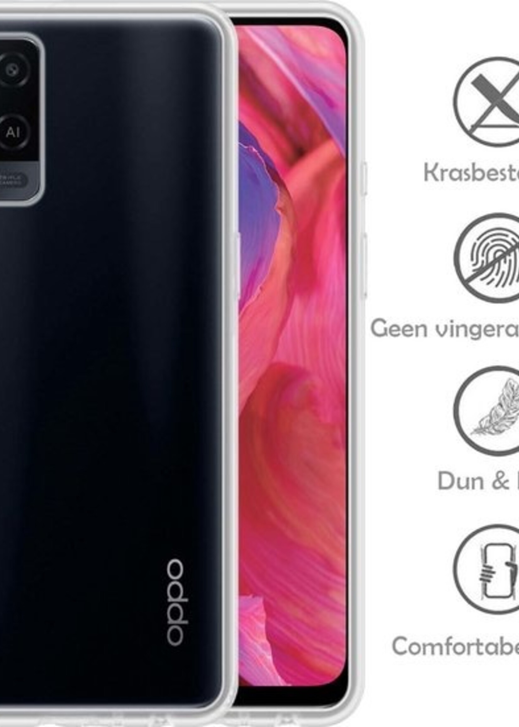 LUQ Hoesje Geschikt voor OPPO A54 Hoesje Siliconen Case - Hoes Geschikt voor OPPO A54 Hoes Siliconen - Transparant - 2 Stuks