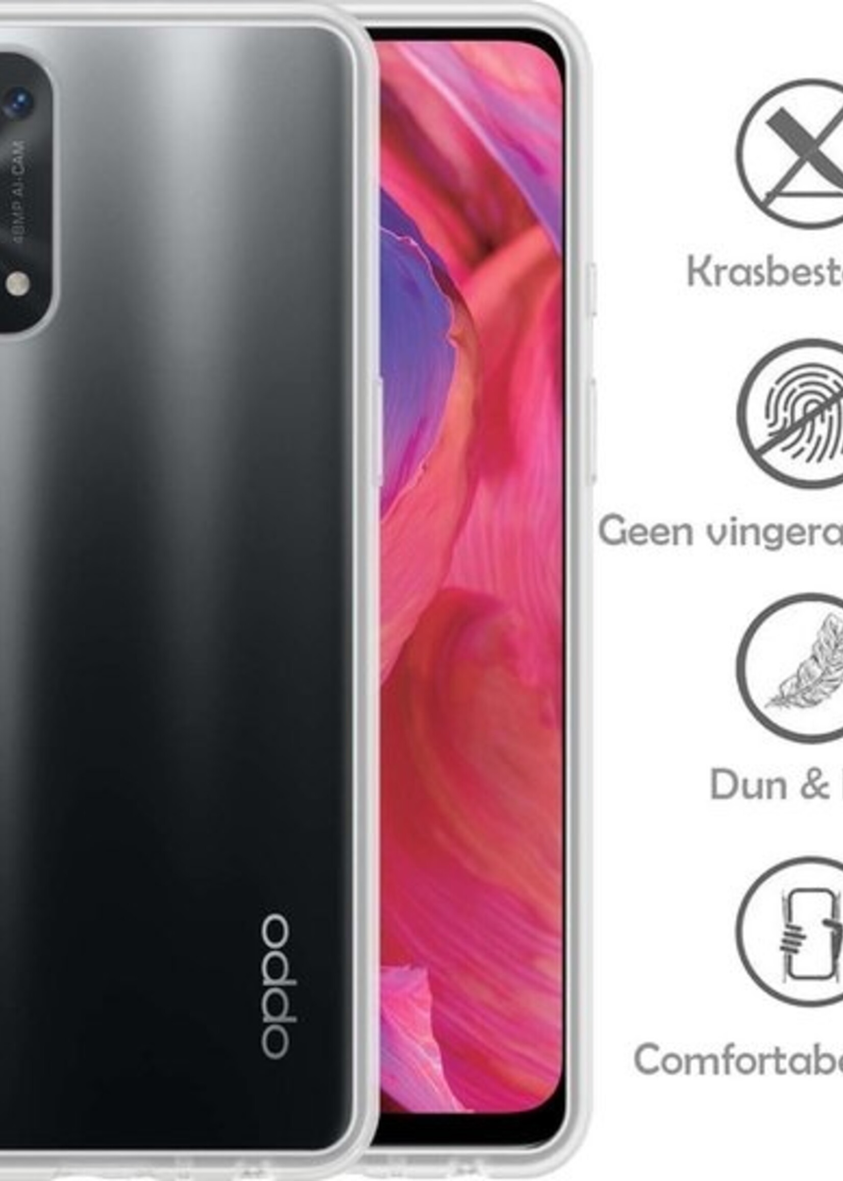 LUQ Hoesje Geschikt voor OPPO A54 5G Hoesje Siliconen Case - Hoes Geschikt voor OPPO A54 5G Hoes Siliconen - Transparant