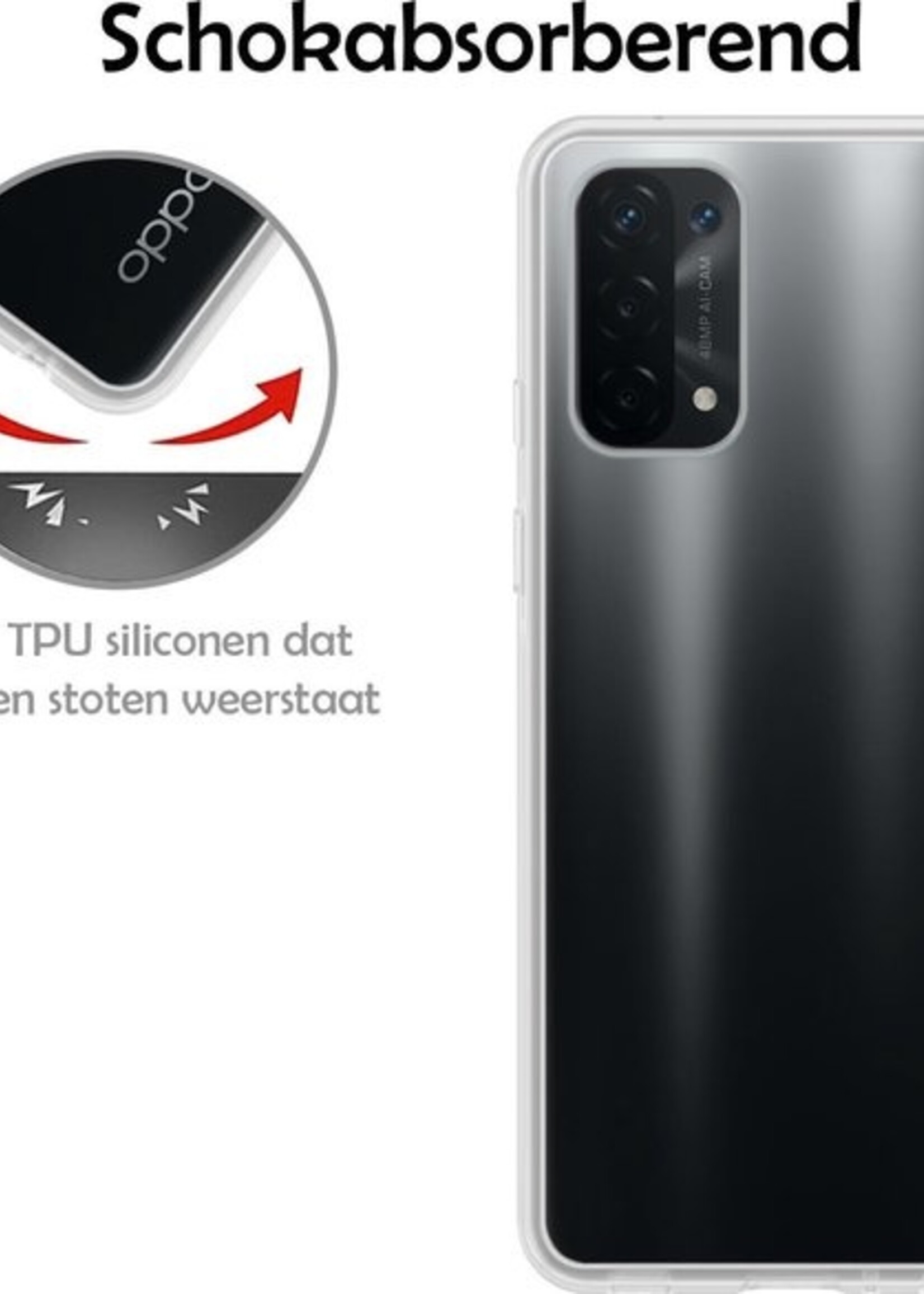 LUQ Hoesje Geschikt voor OPPO A54 5G Hoesje Siliconen Case - Hoes Geschikt voor OPPO A54 5G Hoes Siliconen - Transparant - 2 Stuks