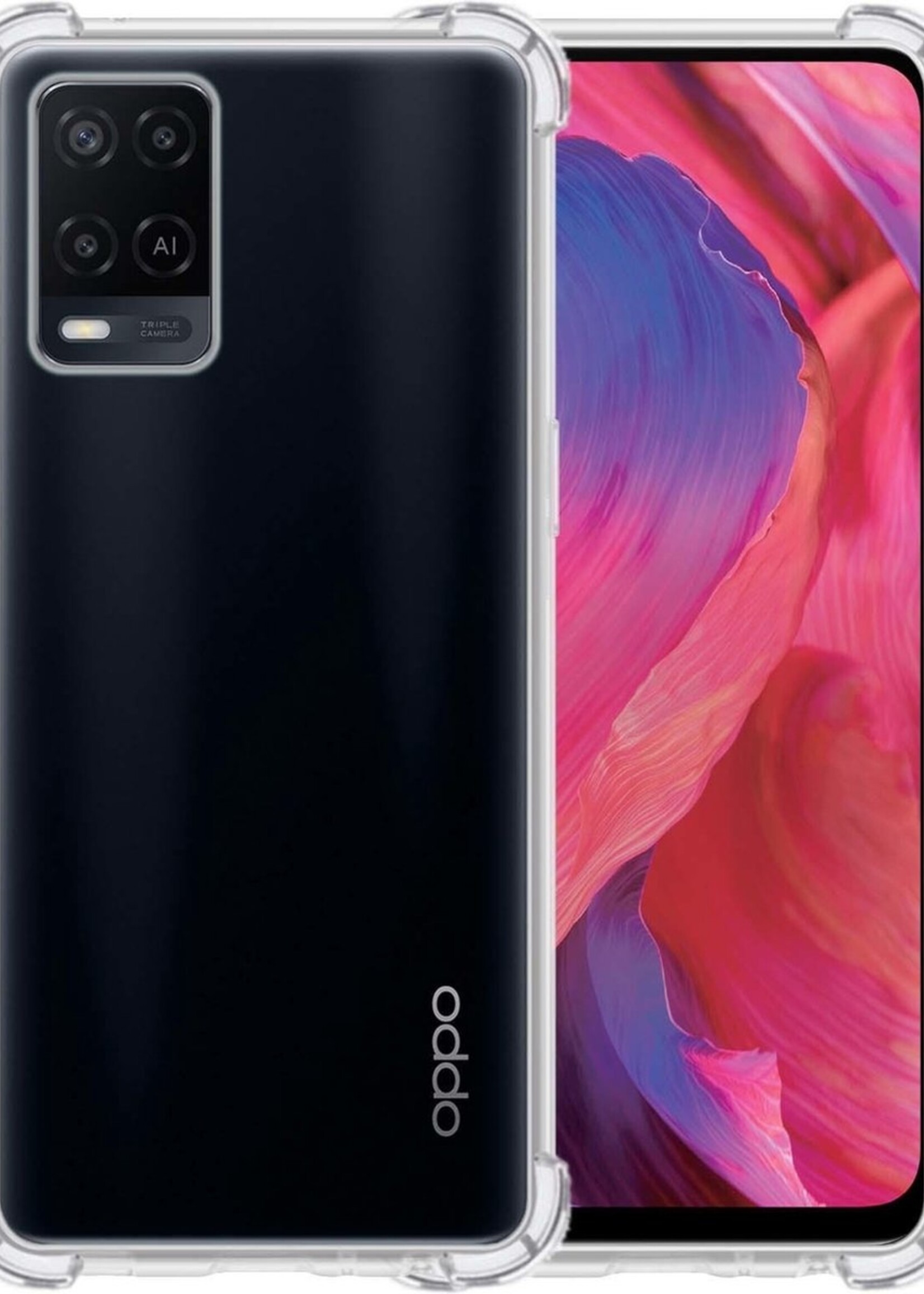 LUQ Hoesje Geschikt voor OPPO A54 Hoesje Shockproof Case Siliconen - Hoes Geschikt voor OPPO A54 Hoes Cover Siliconen - Transparant