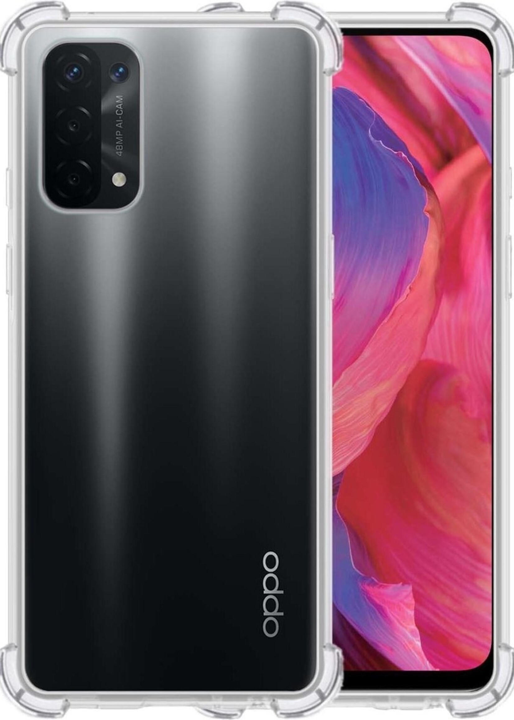 LUQ Hoesje Geschikt voor OPPO A54 5G Hoesje Shockproof Case Siliconen - Hoes Geschikt voor OPPO A54 5G Hoes Cover Siliconen - Transparant