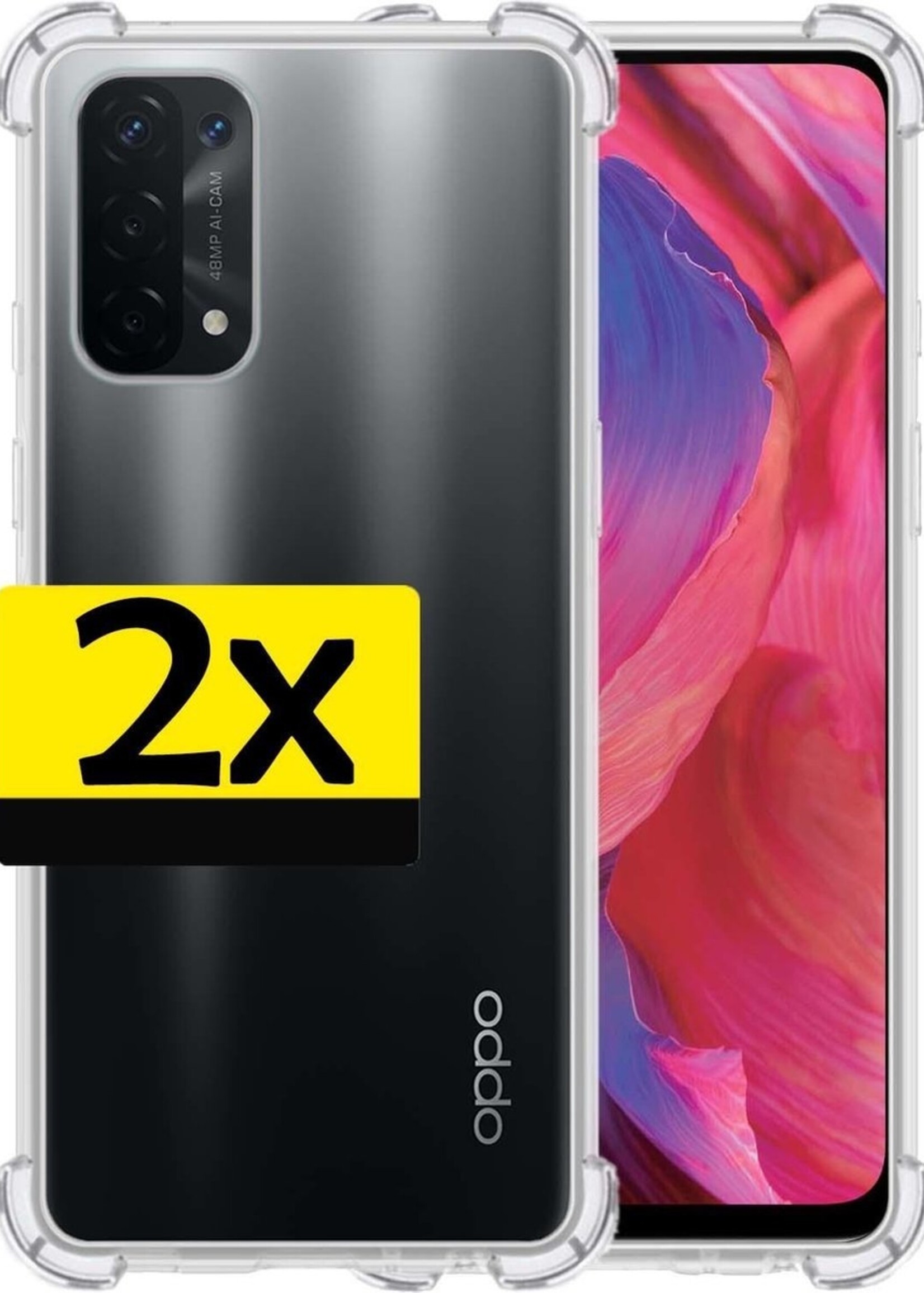 LUQ Hoesje Geschikt voor OPPO A54 5G Hoesje Shockproof Case Siliconen - Hoes Geschikt voor OPPO A54 5G Hoes Cover Siliconen - Transparant - 2 Stuks