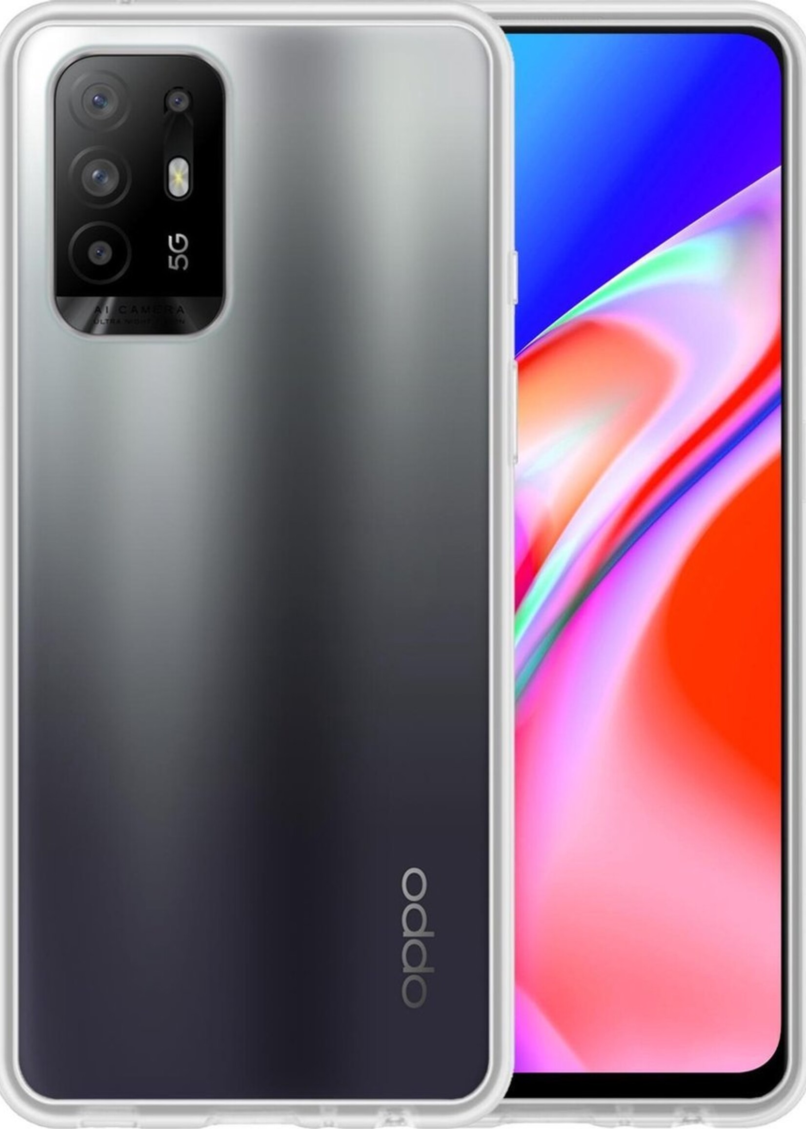 LUQ Hoesje Geschikt voor OPPO A74 4G Hoesje Siliconen Case - Hoes Geschikt voor OPPO A74 4G Hoes Siliconen - Transparant