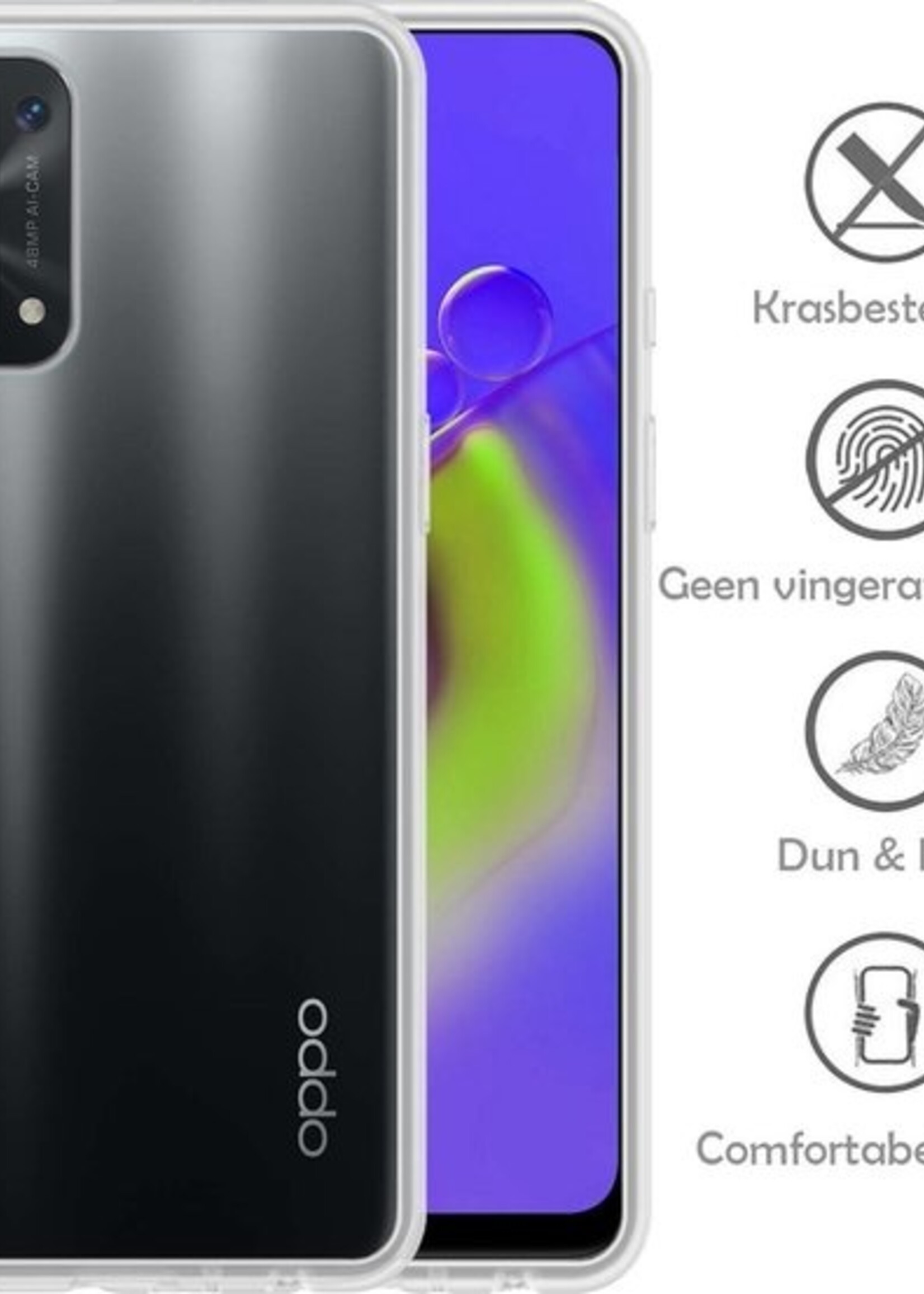 LUQ Hoesje Geschikt voor OPPO A74 5G Hoesje Siliconen Case - Hoes Geschikt voor OPPO A74 5G Hoes Siliconen - Transparant